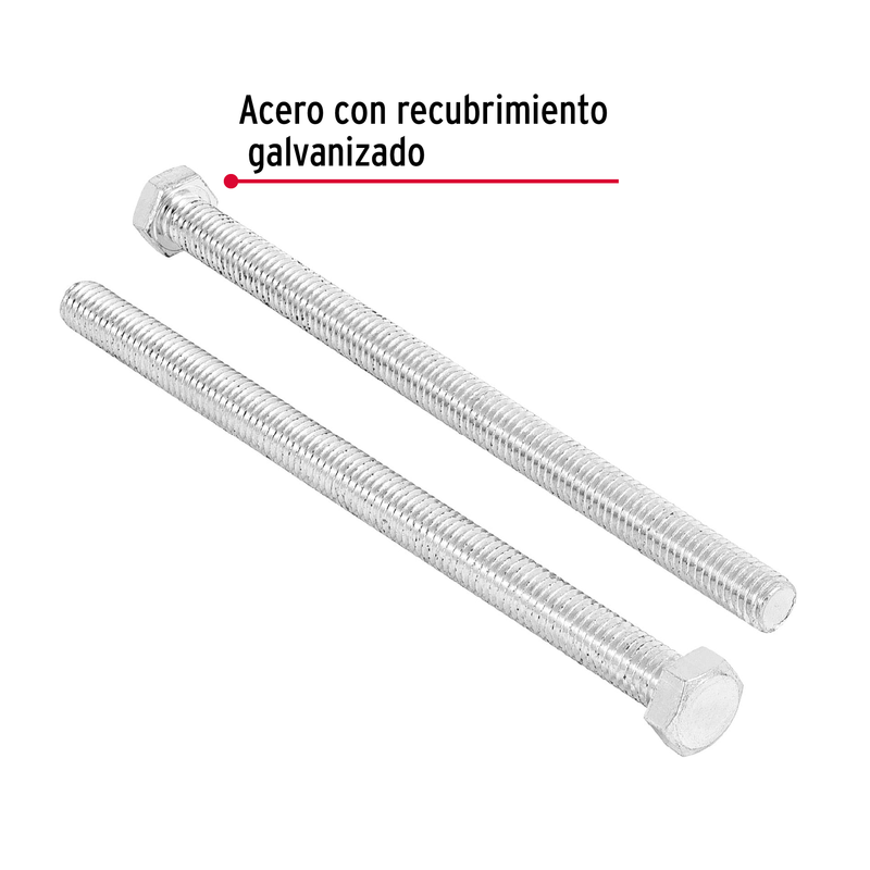 Tornillo acero galvanizado tipo máquina, 3/8X6", 15 pzas