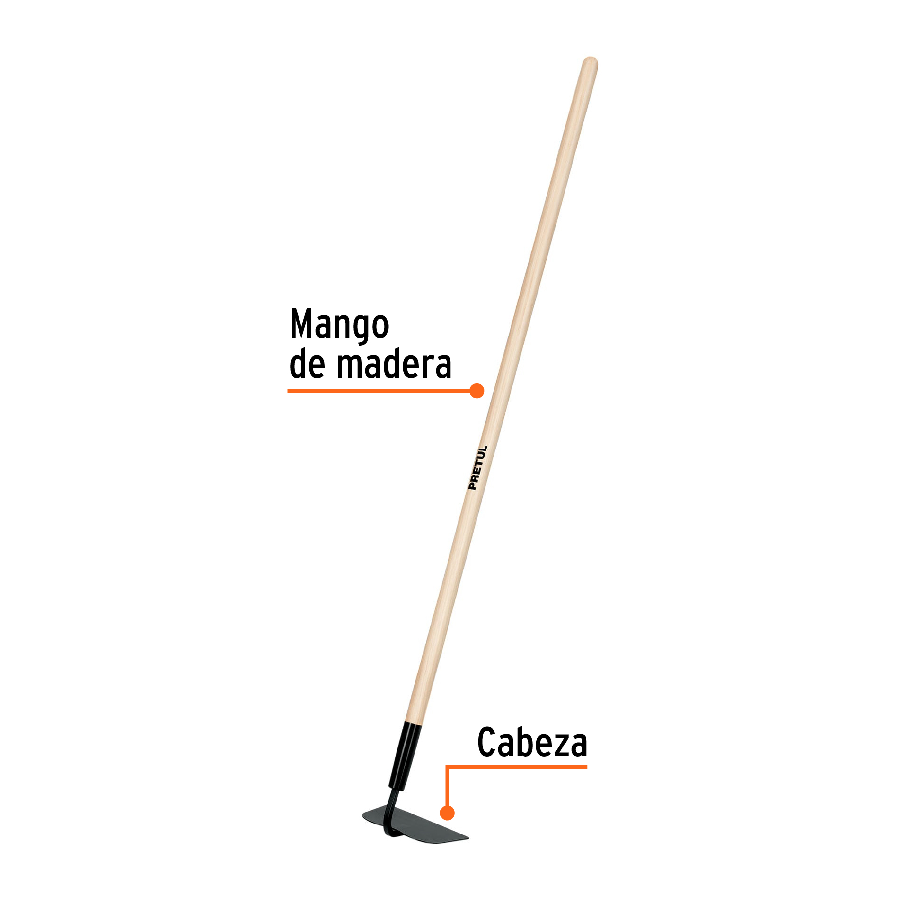 Azadón tipo jardinero 6", mango 48", Pretul