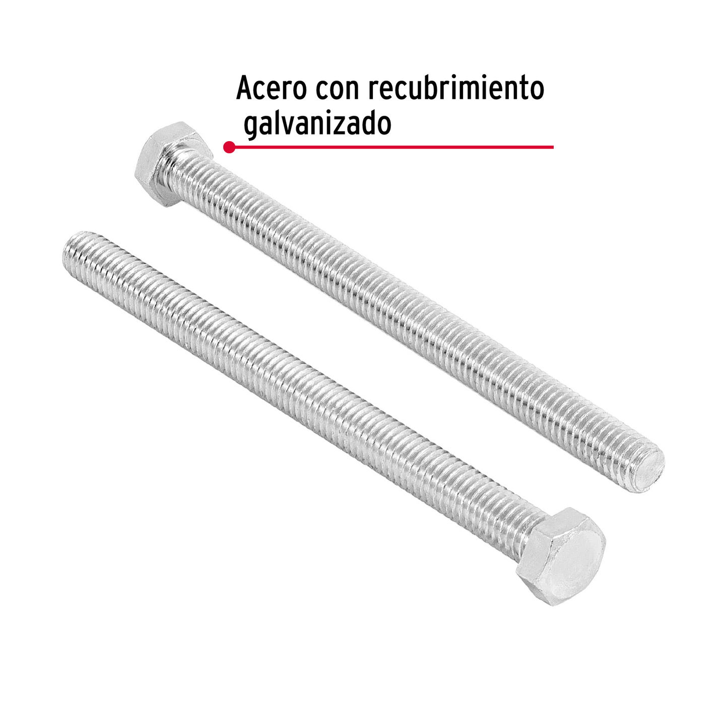 Tornillo acero galvanizado tipo máquina, 3/8X5", 15 pzas