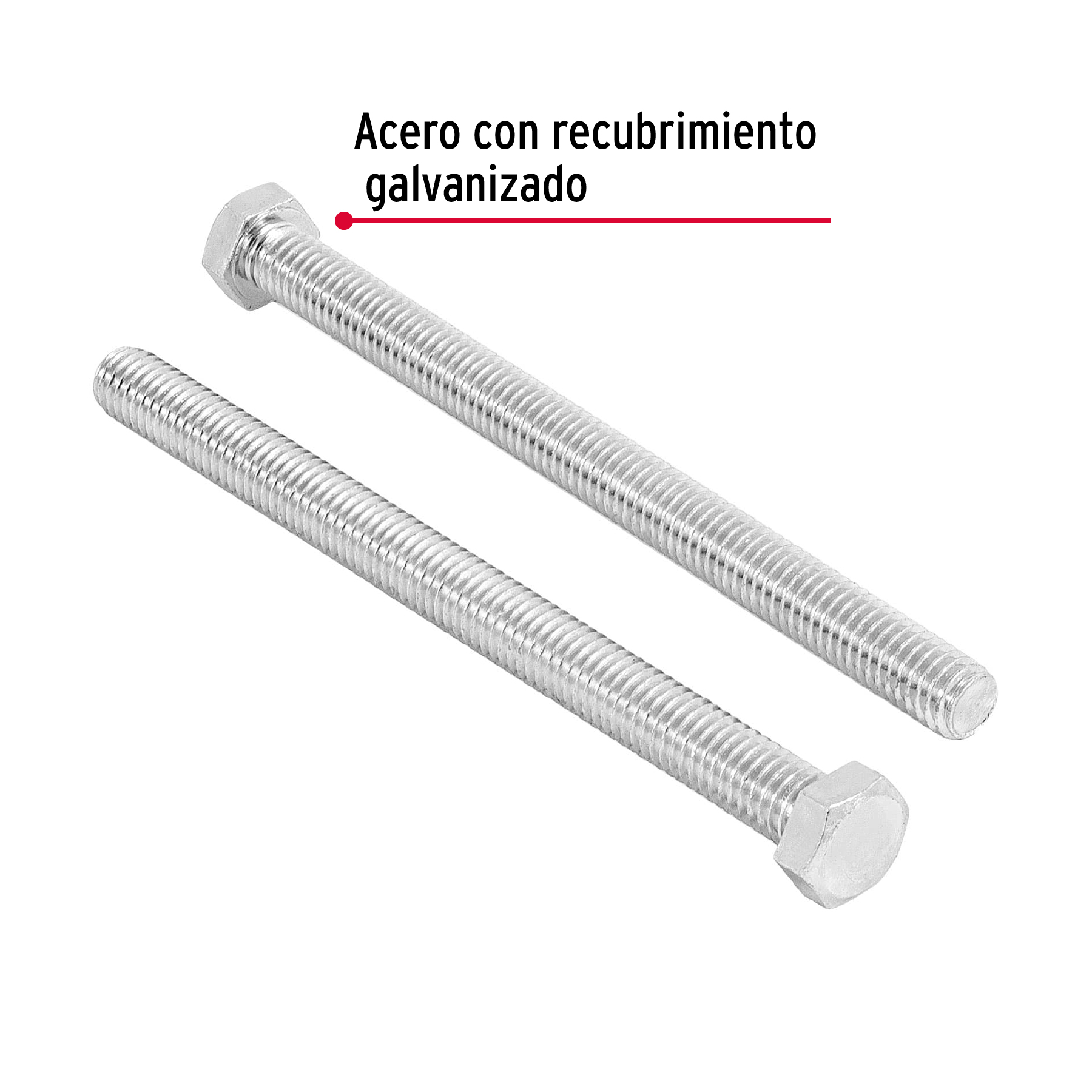 Tornillo acero galvanizado tipo máquina, 3/8X5", 15 pzas