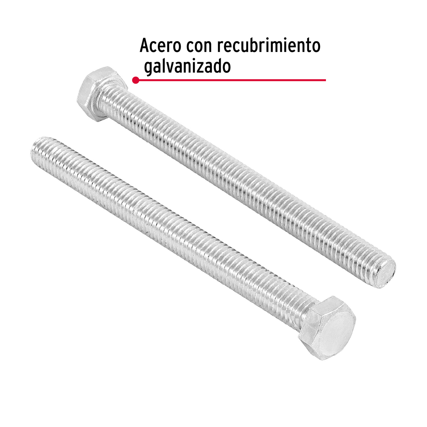Tornillo acero galvanizado tipo máquina, 3/8X4-1/2", 15 pzas