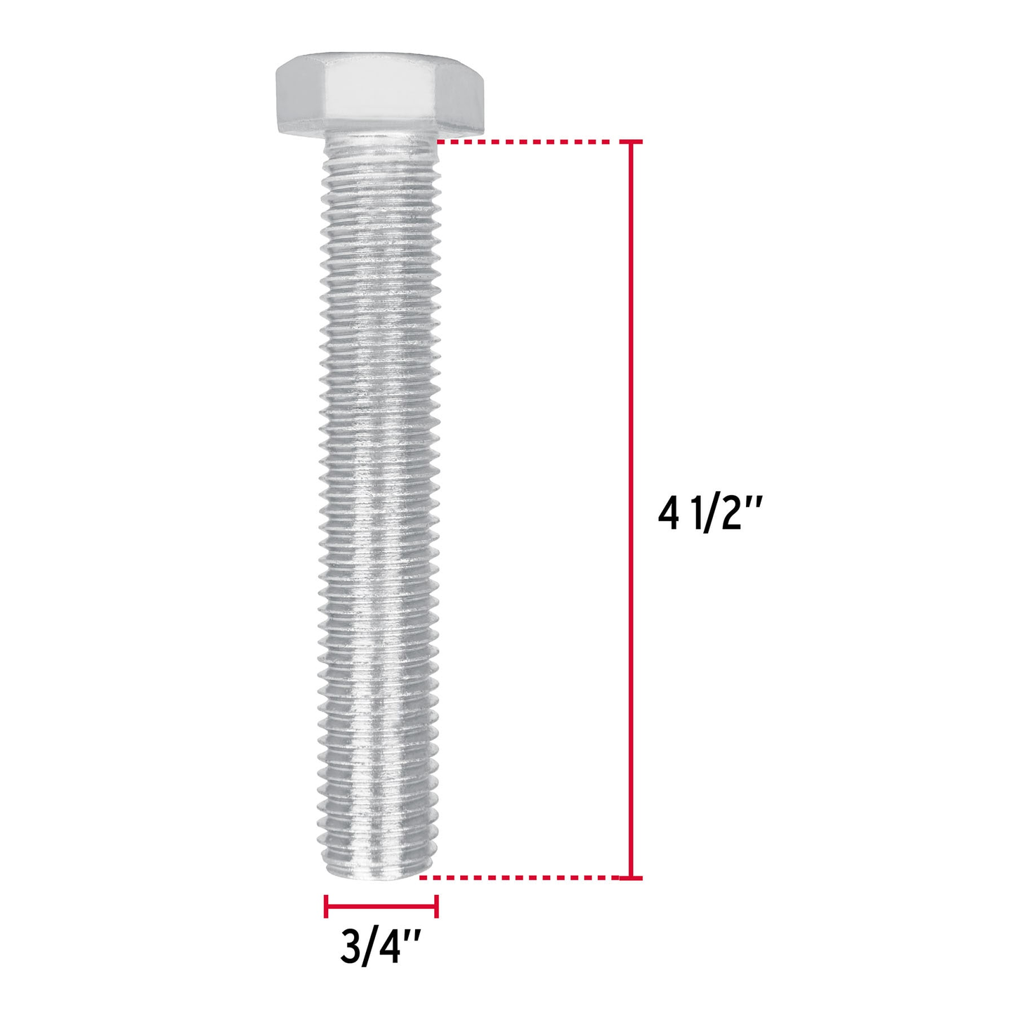 Tornillo acero galvanizado tipo máquina, 3/4X4-1/2", 4 pzas