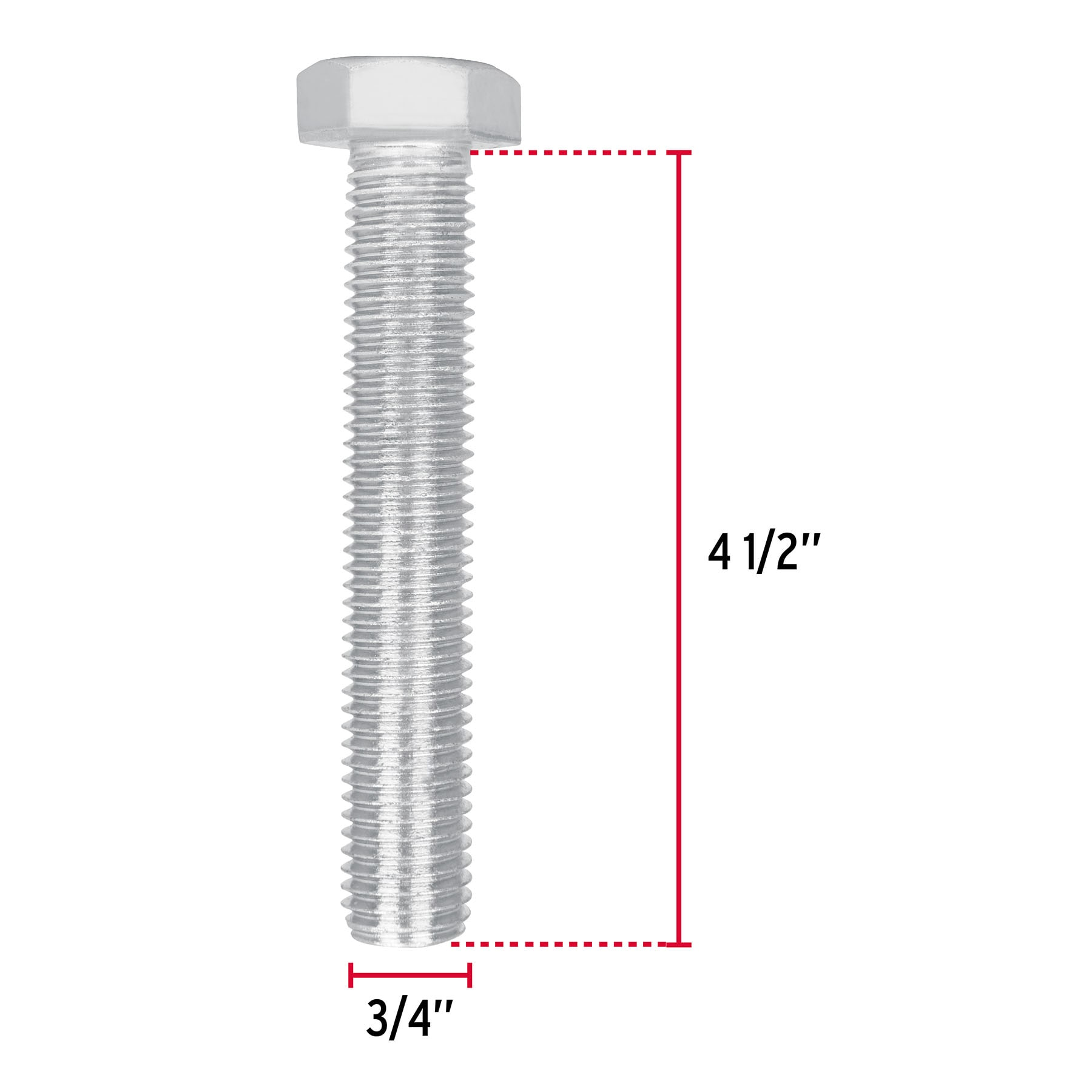 Tornillo acero galvanizado tipo máquina, 3/4X4-1/2", 4 pzas
