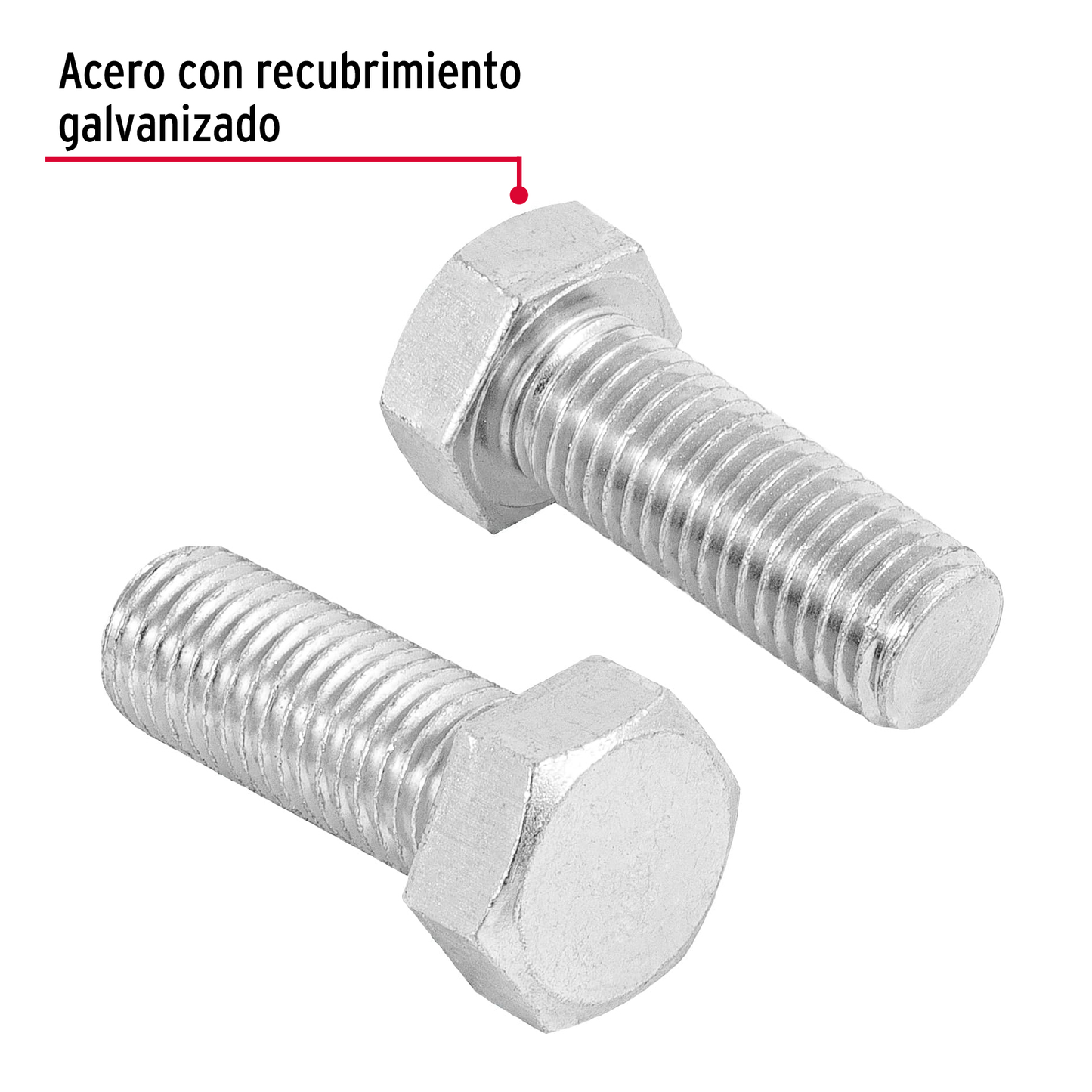 Tornillo acero galvanizado tipo máquina, 3/4X2", 6 pzas