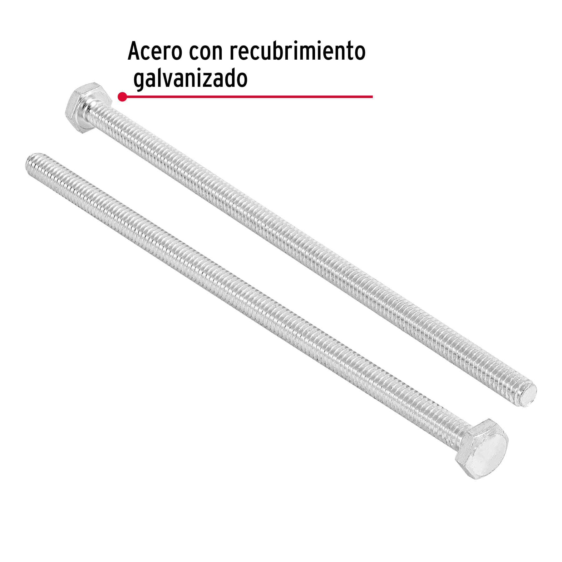 Tornillo acero galvanizado tipo máquina, 1/4X6", 20 pzas