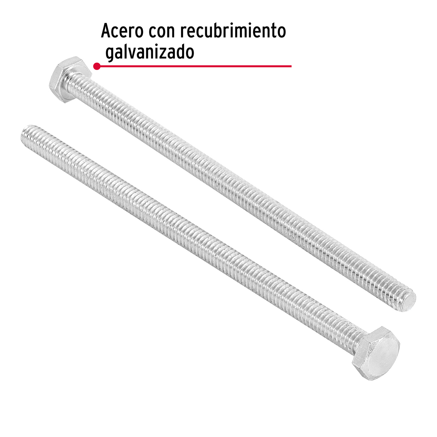 Tornillo acero galvanizado tipo máquina, 1/4X5", 25 pzas
