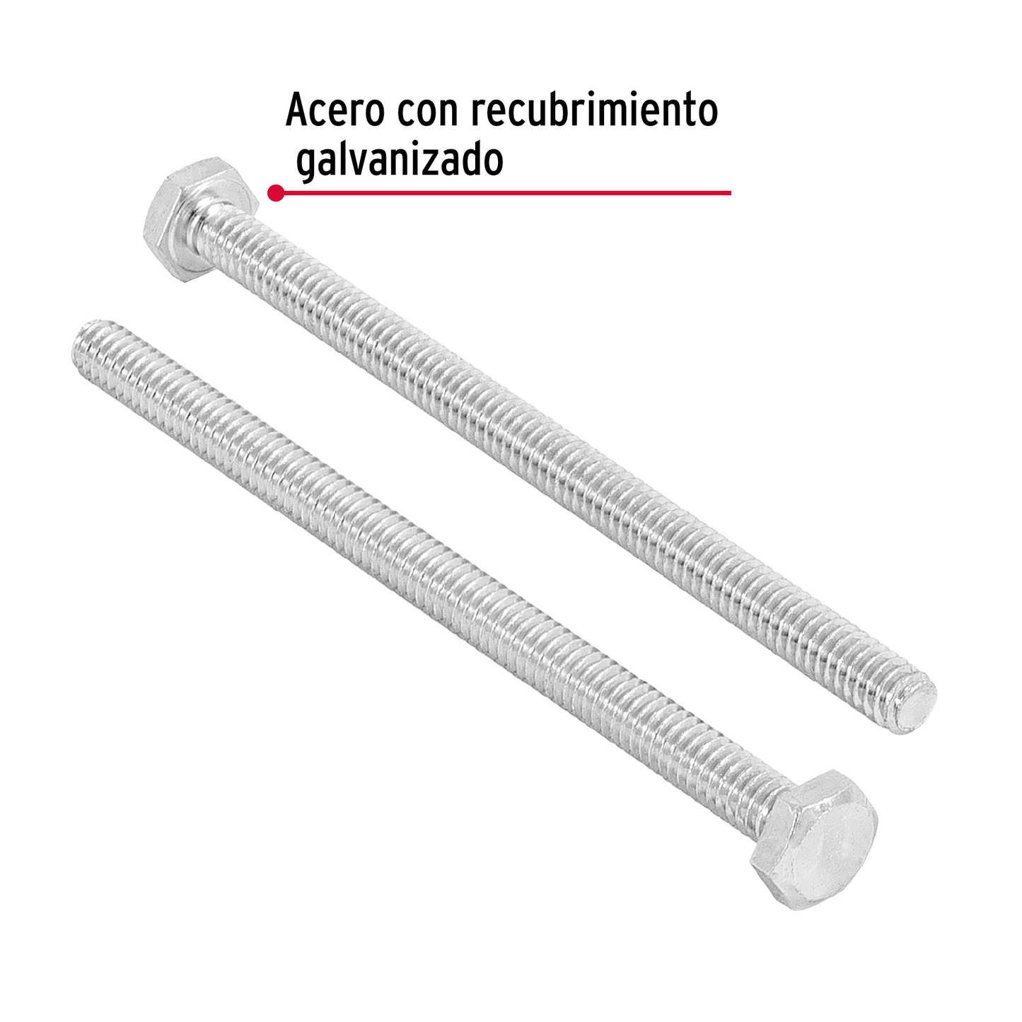 Tornillo acero galvanizado tipo máquina, 1/4X4", 30 pzas