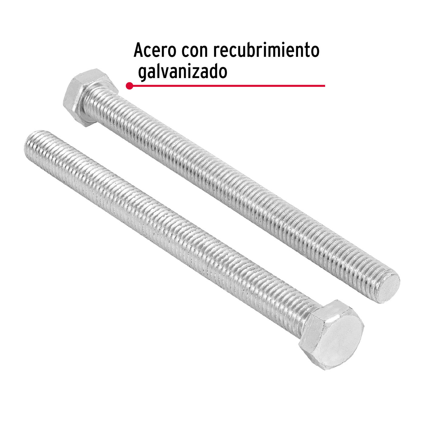 Tornillo acero galvanizado tipo máquina, 1/2X6", 8 pzas