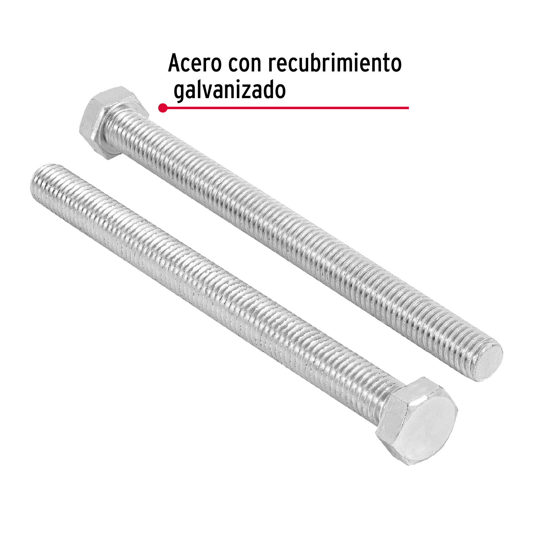 Tornillo acero galvanizado tipo máquina, 1/2X6", 8 pzas