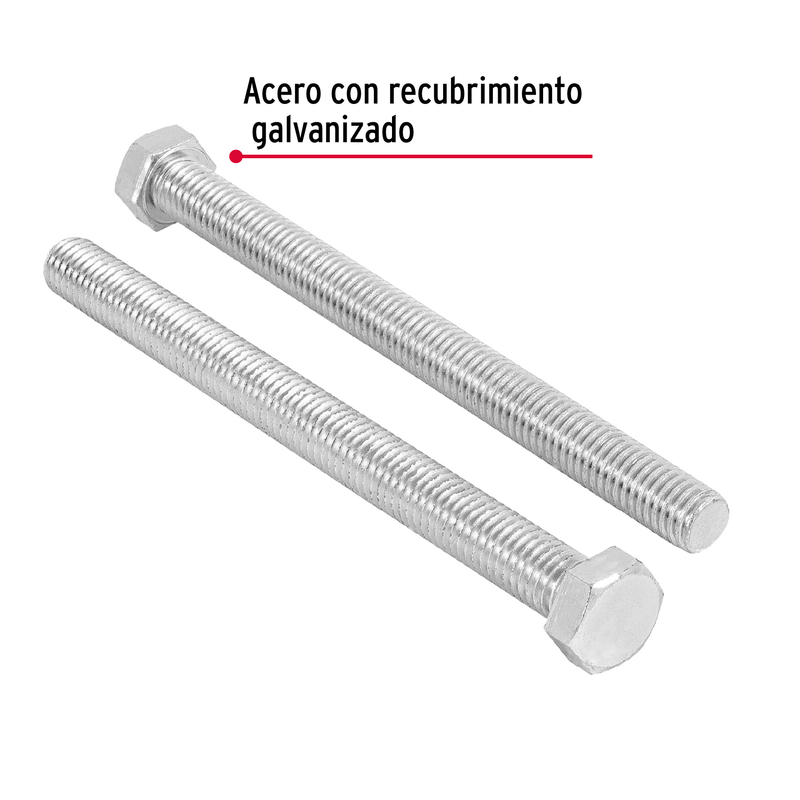 Tornillo acero galvanizado tipo máquina, 1/2X6", 8 pzas