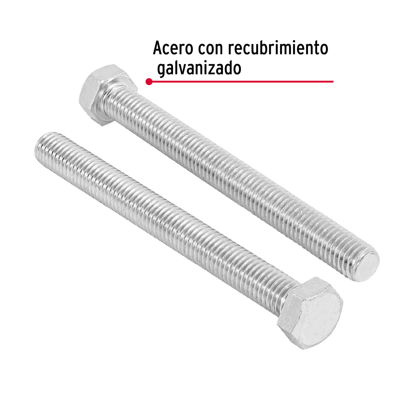 Tornillo acero galvanizado tipo máquina, 1/2X5", 10 pzas