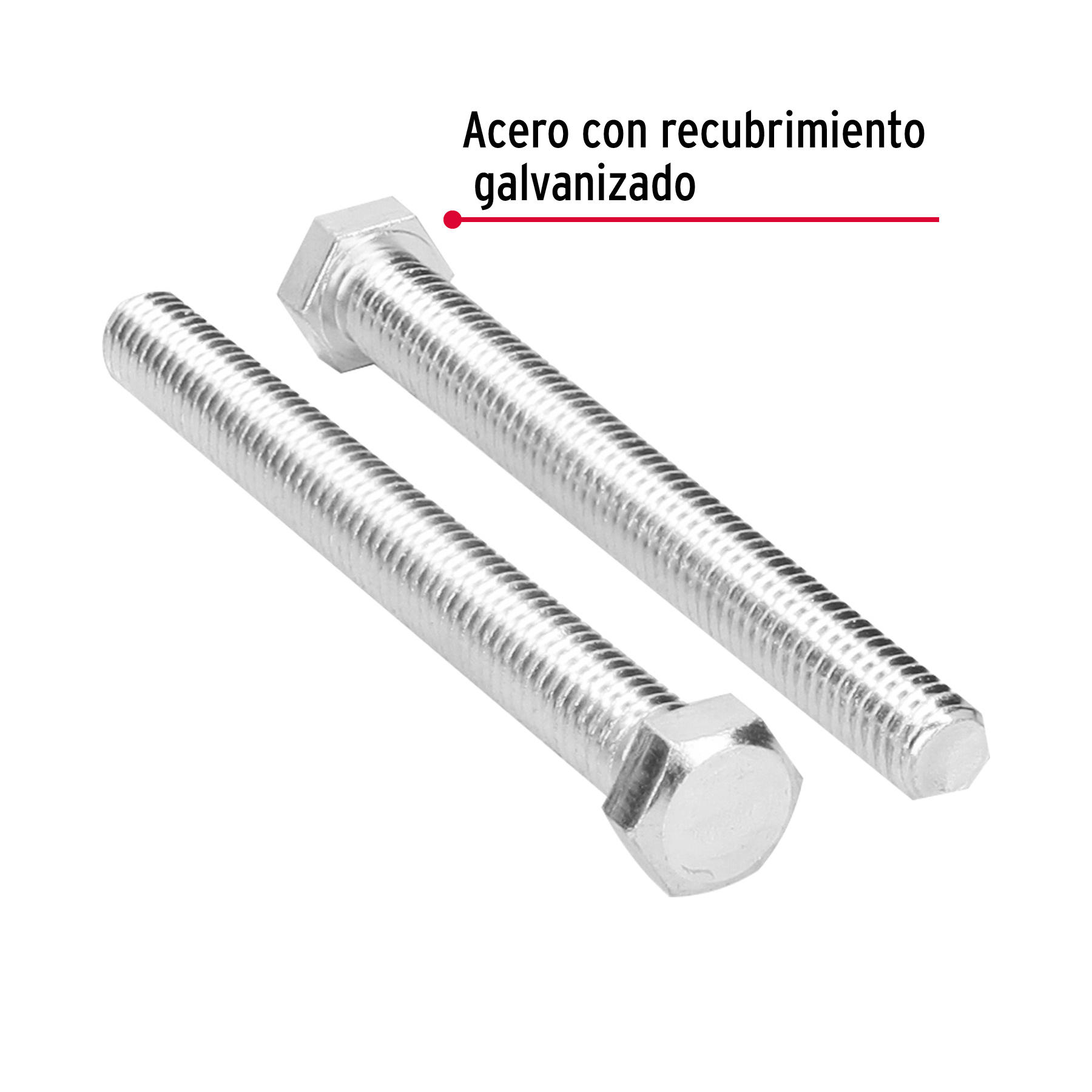 Tornillo acero galvanizado tipo máquina 7/16x4", 20 pzas