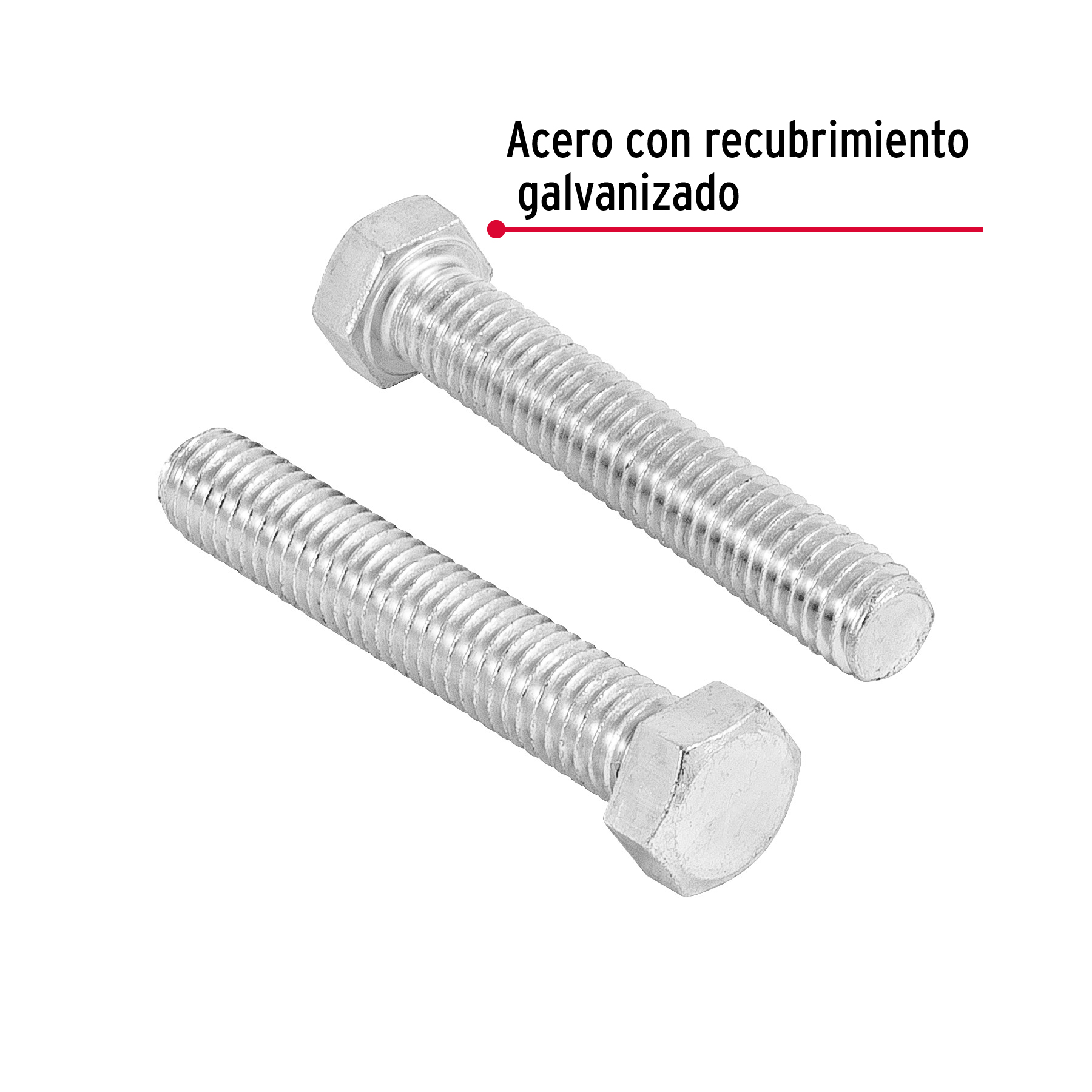 Tornillo acero galvanizado tipo máquina 7/16x2", 40 pzas
