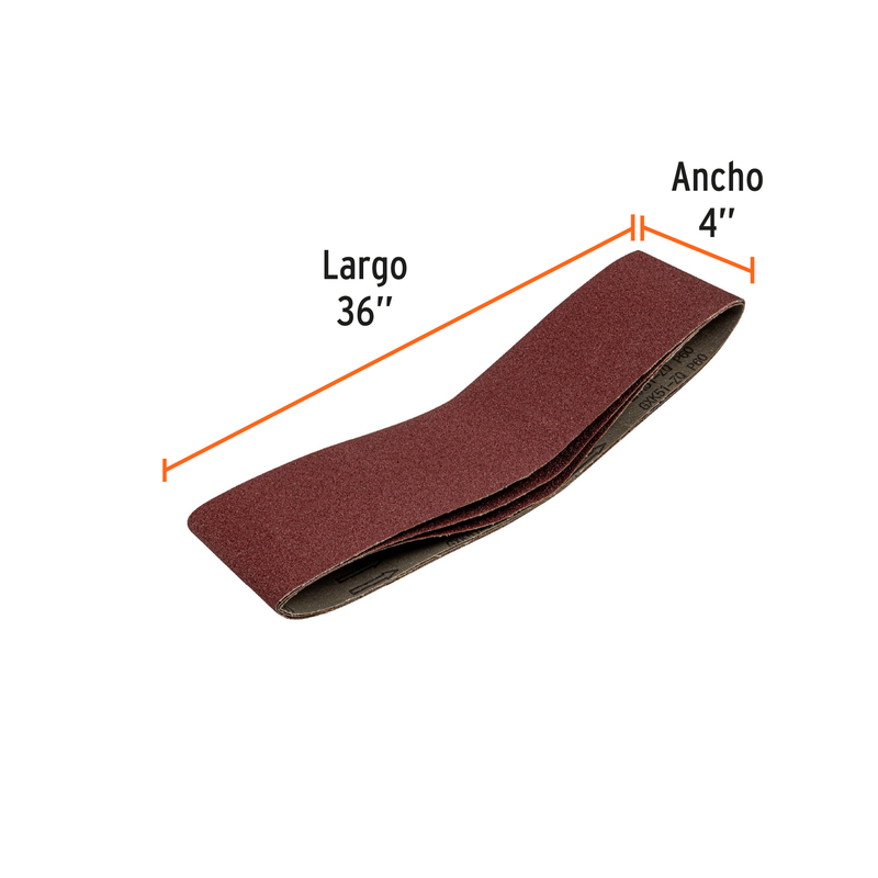 Caja con 3 bandas de lija 4" x 36" grano 60 para PUL-4X6T