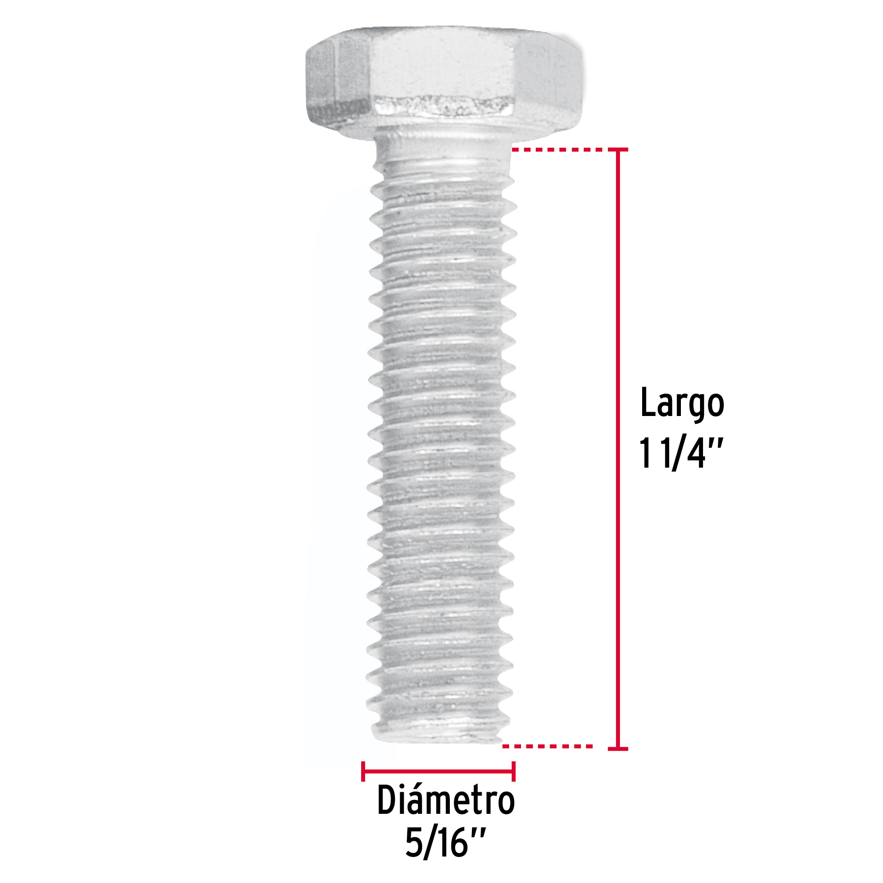 Tornillo acero galvanizado tipo máquina 5/16x1 1/4",60 pzas