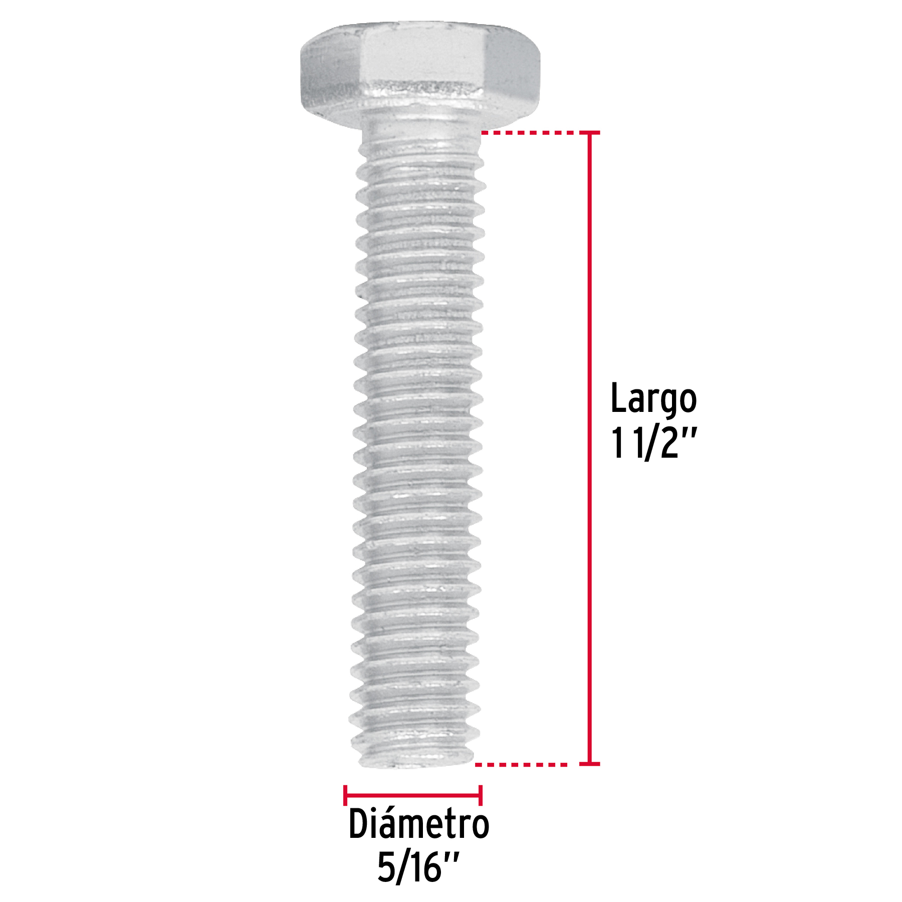 Tornillo acero galvanizado tipo máquina 5/16x1 1/2",50 pzas