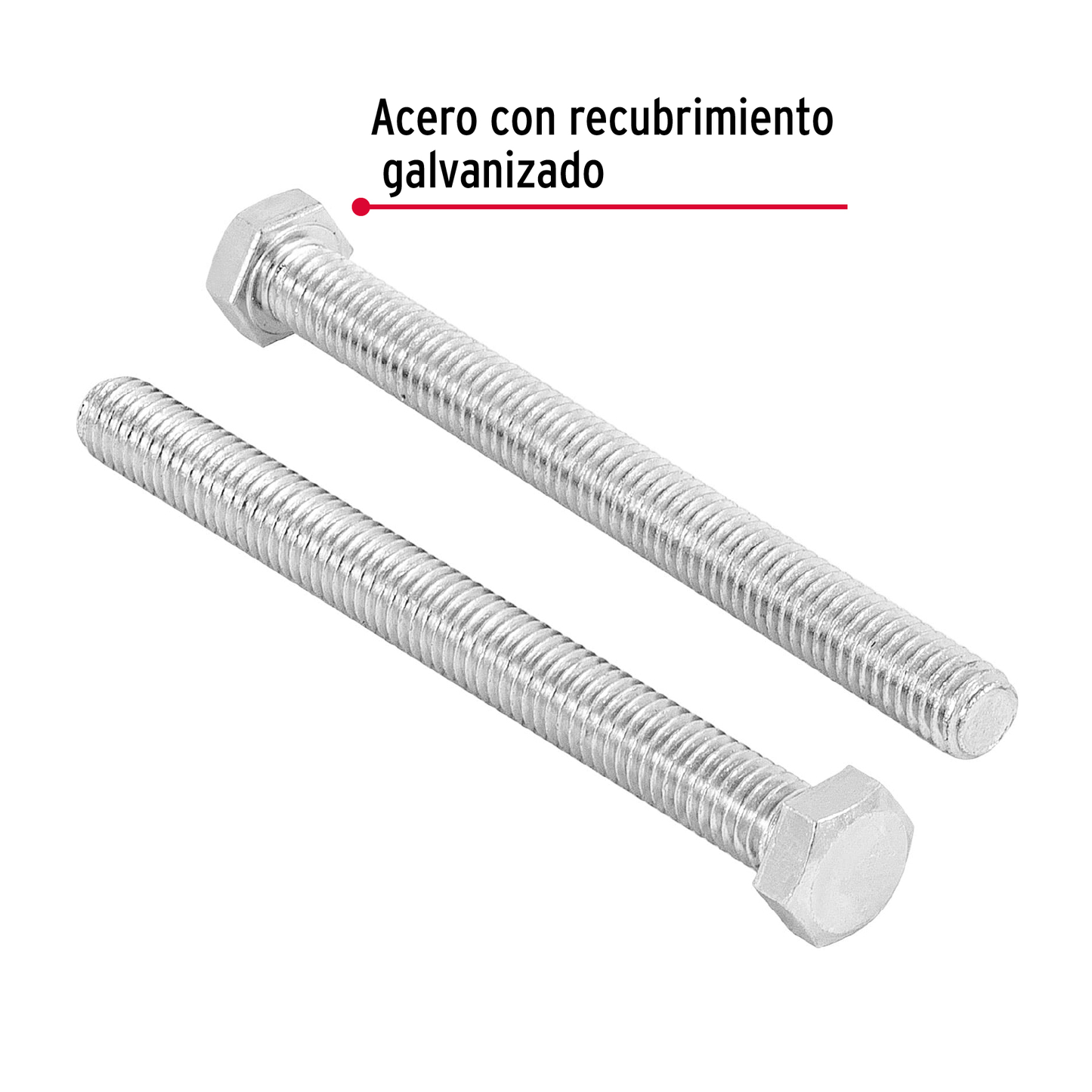 Tornillo acero galvanizado tipo máquina 3/8x4", 30 pzas