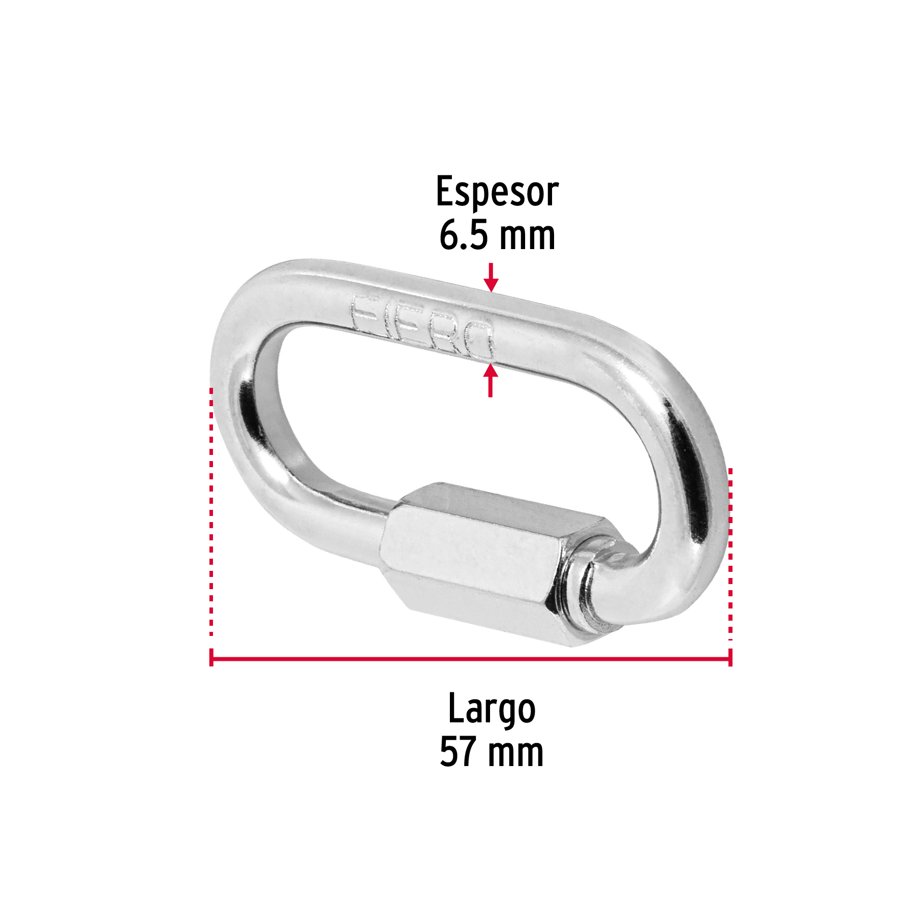 Bandola con seguro, de acero, 1/4"
