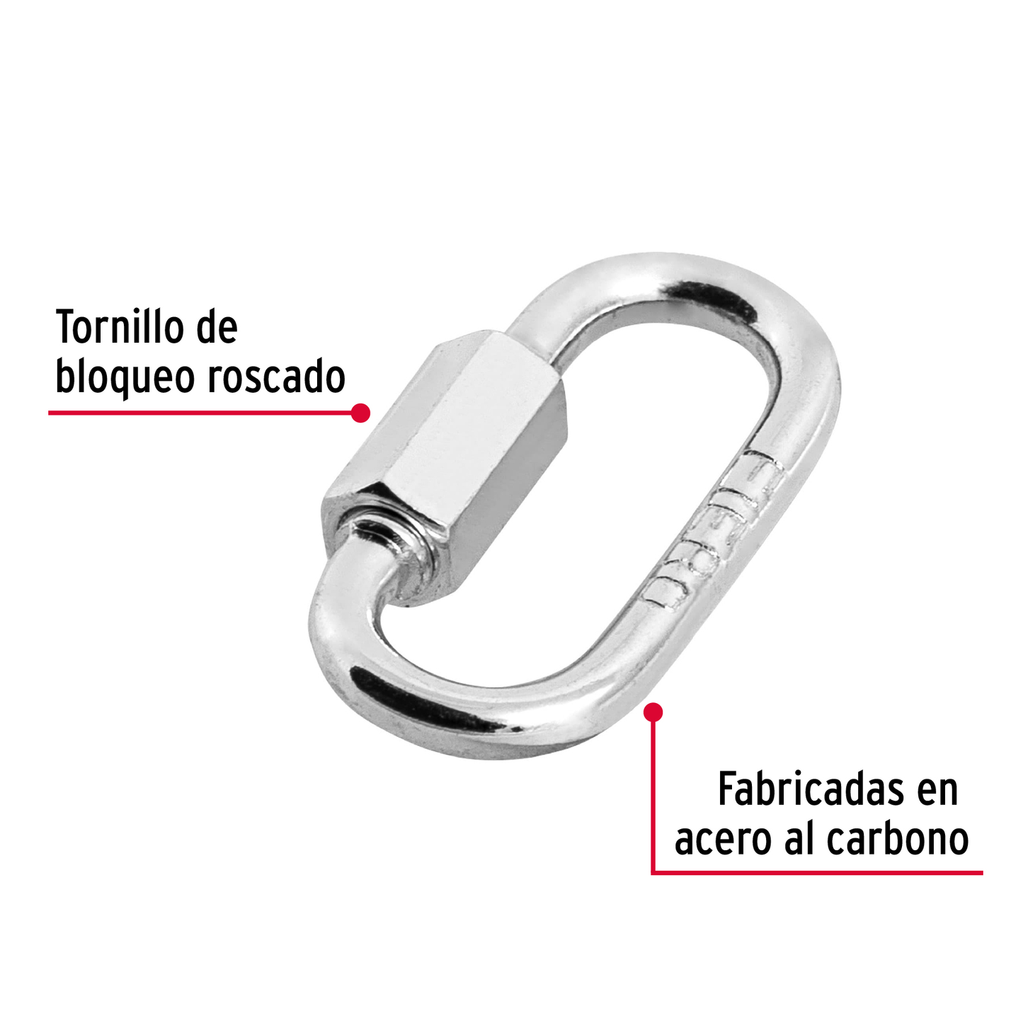 Bandola con seguro, de acero, 1/8"