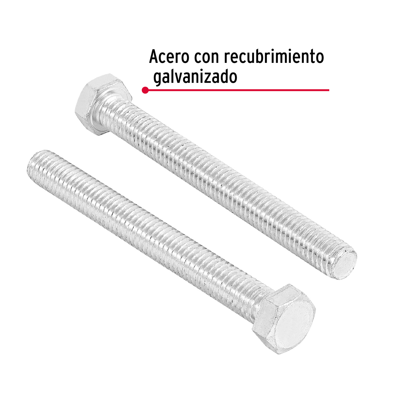 Tornillo acero galvanizado tipo máquina 3/8x3 1/2", 30 pzas