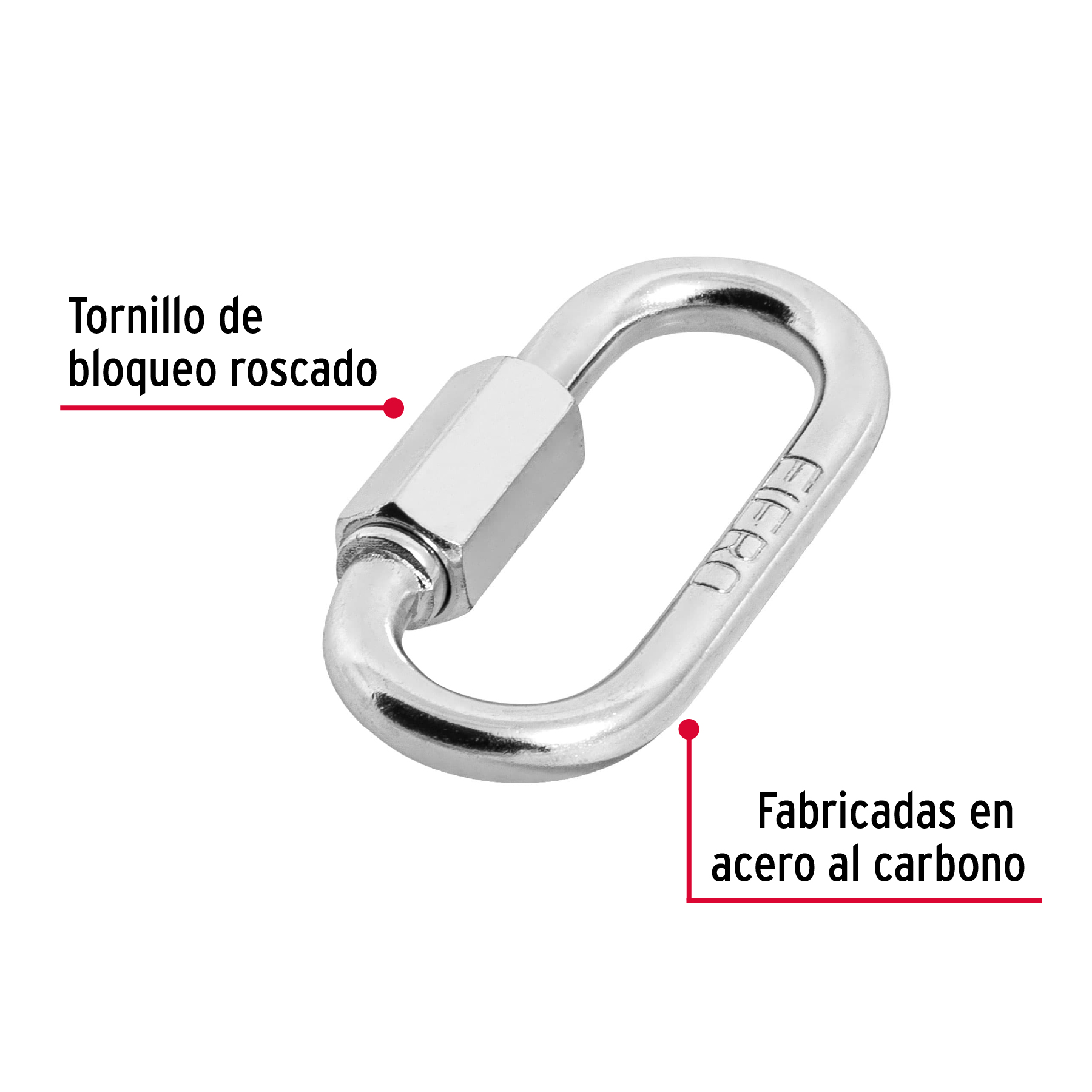 Bandola con seguro, de acero, 3/16"