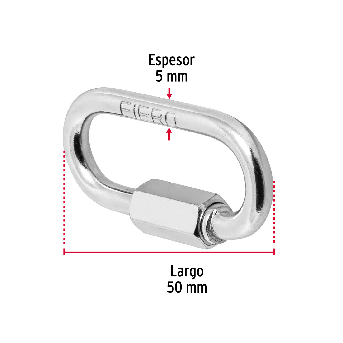 Bandola con seguro, de acero, 3/16"