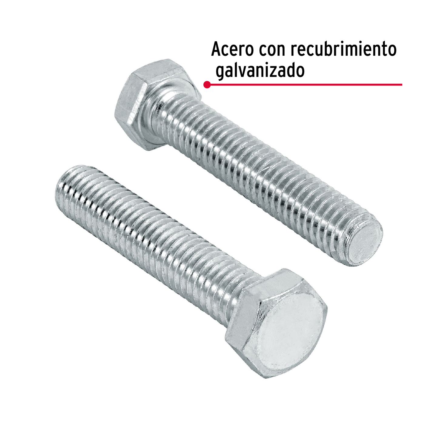 Tornillo acero galvanizado tipo máquina 3/8x2", 60 pzas