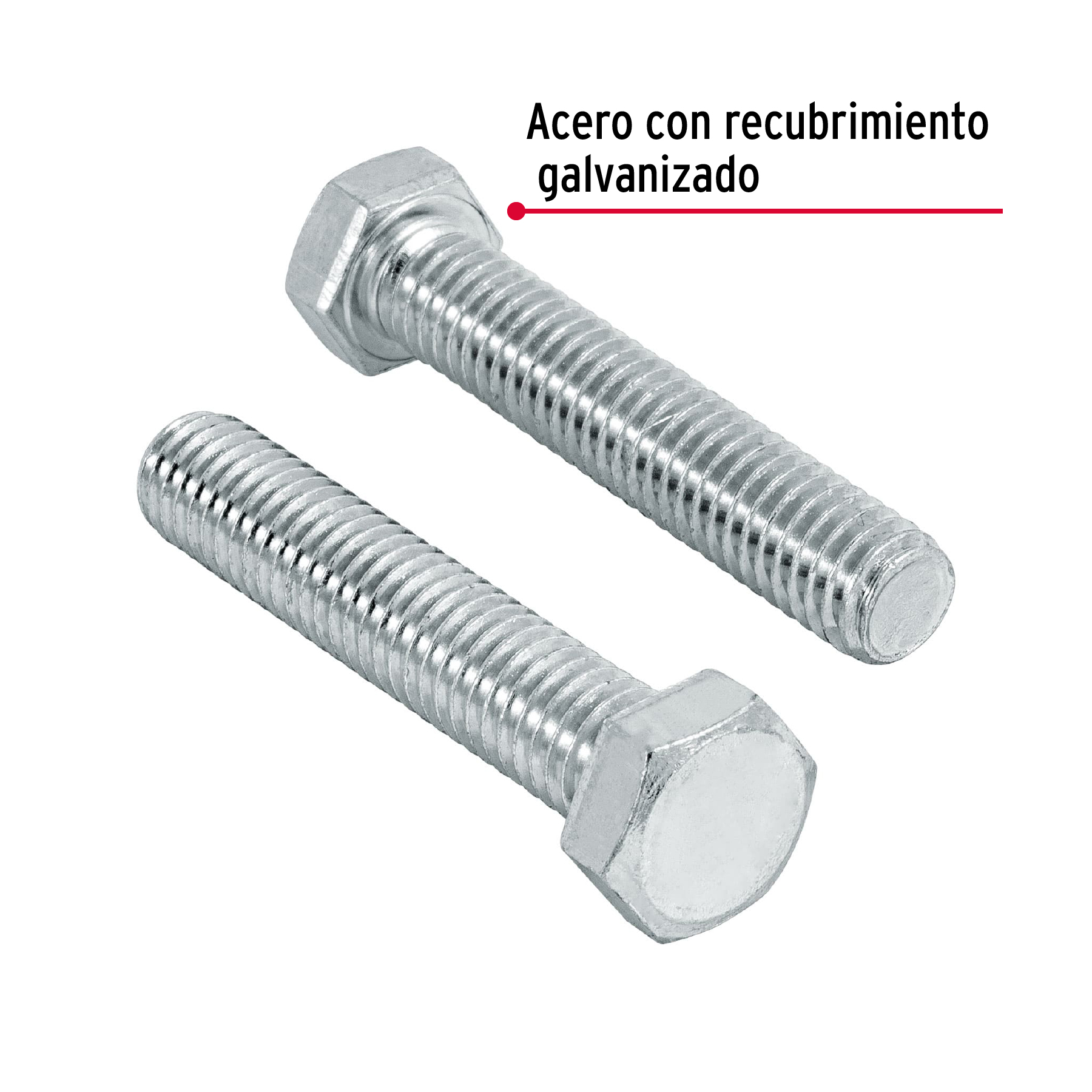 Tornillo acero galvanizado tipo máquina 3/8x2", 60 pzas