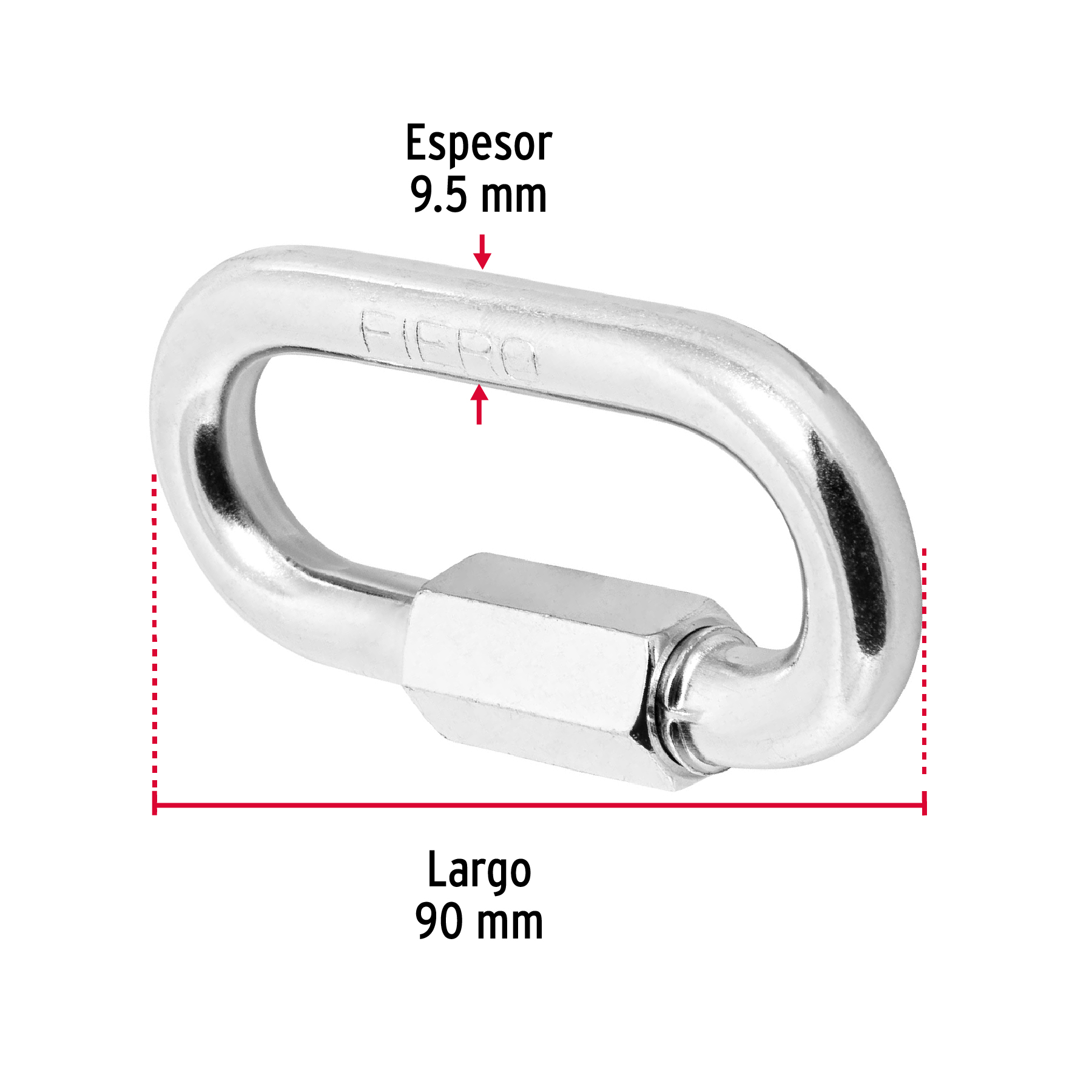 Bandola con seguro, de acero, 3/8"