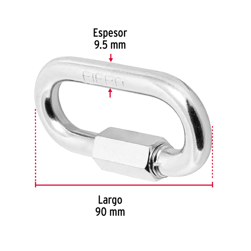 Bandola con seguro, de acero, 3/8"