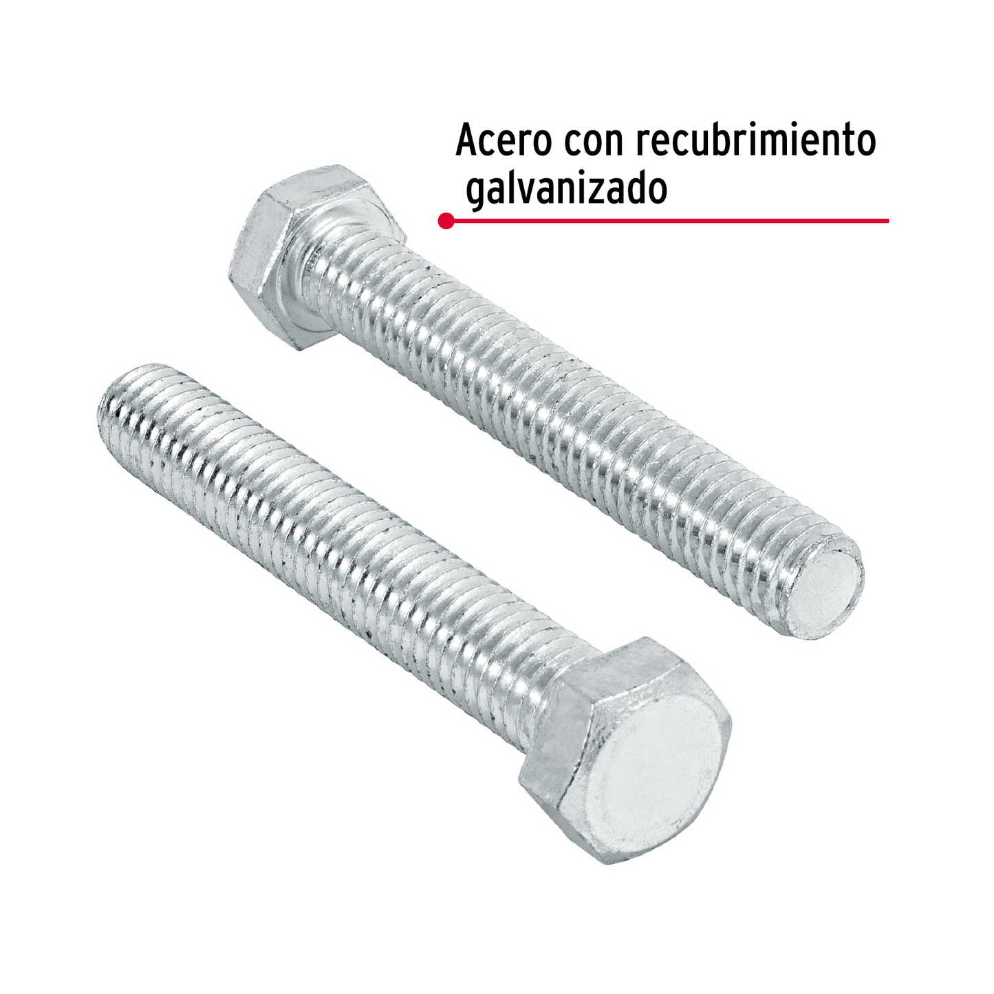 Tornillo acero galvanizado tipo máquina 3/8x2 1/2", 50 pzas