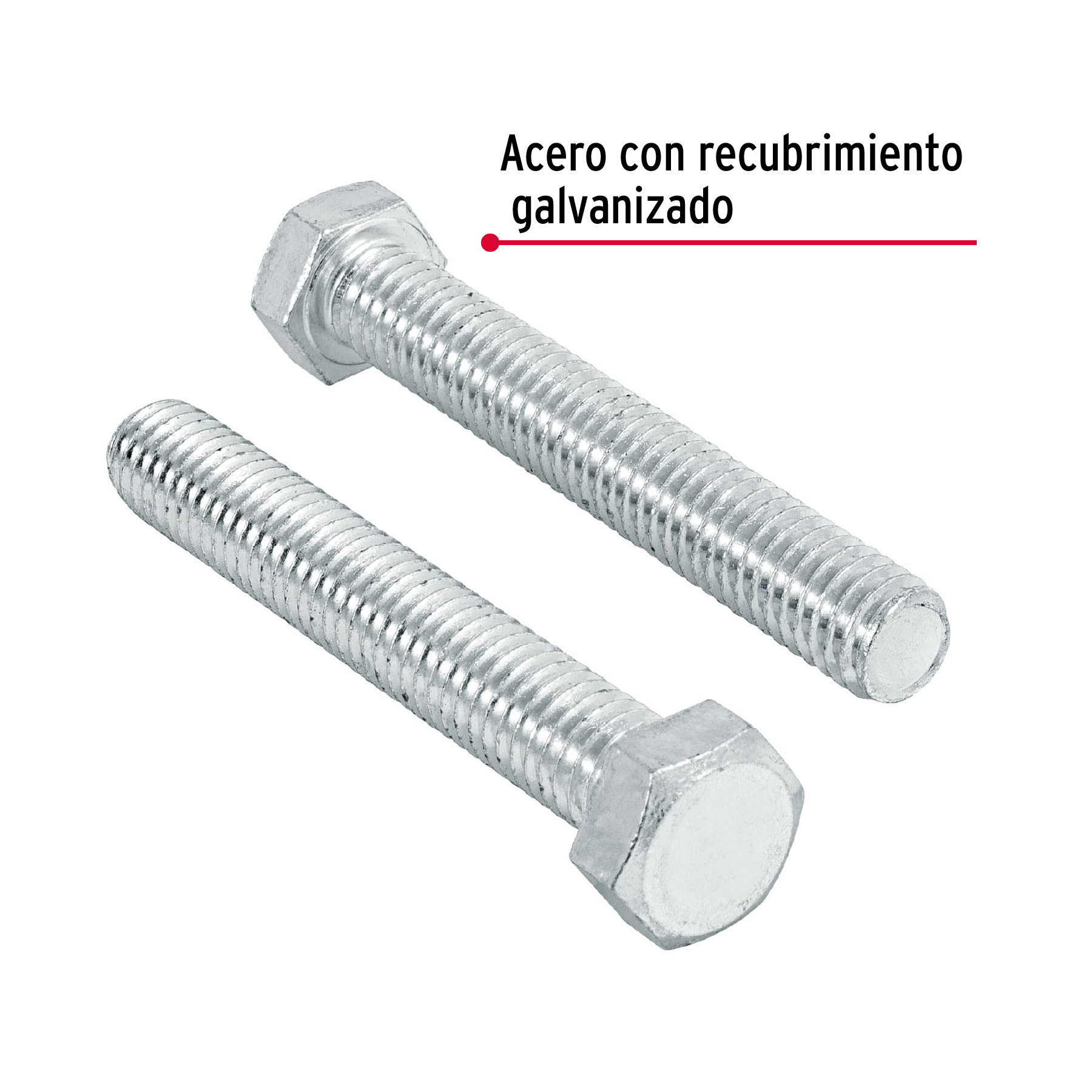 Tornillo acero galvanizado tipo máquina 3/8x2 1/2", 50 pzas