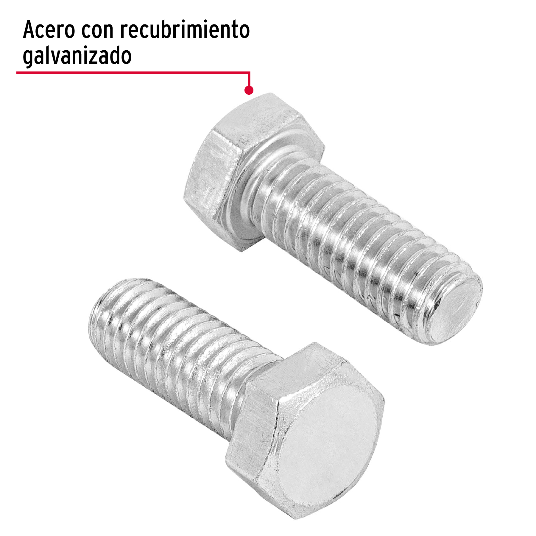 Tornillo acero galvanizado tipo máquina 3/8x1", 40 pzas