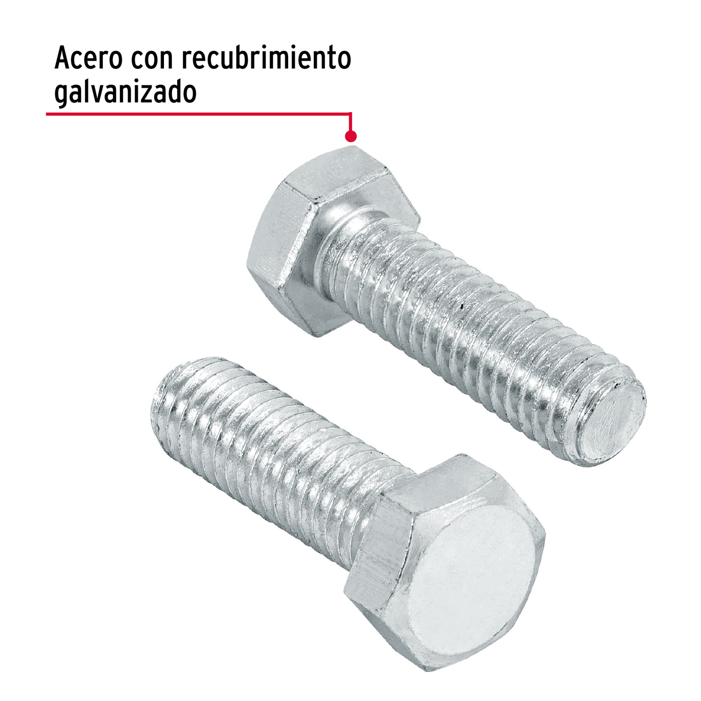 Tornillo acero galvanizado tipo máquina 3/8x1 1/4", 40 pzas