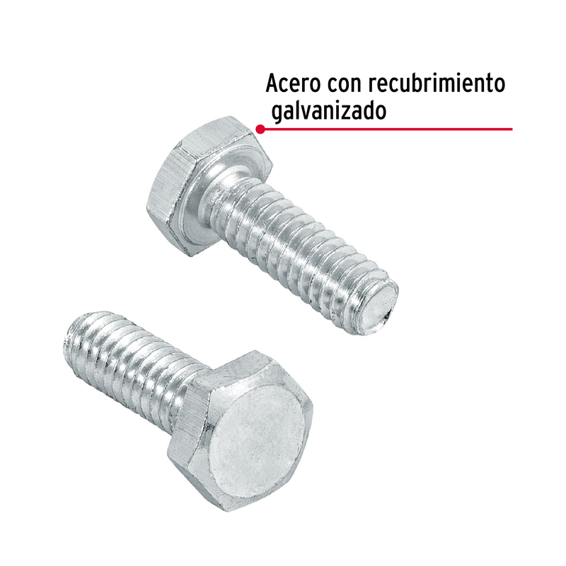 Tornillo acero galvanizado tipo máquina 1/4x3/4", 100 pzas