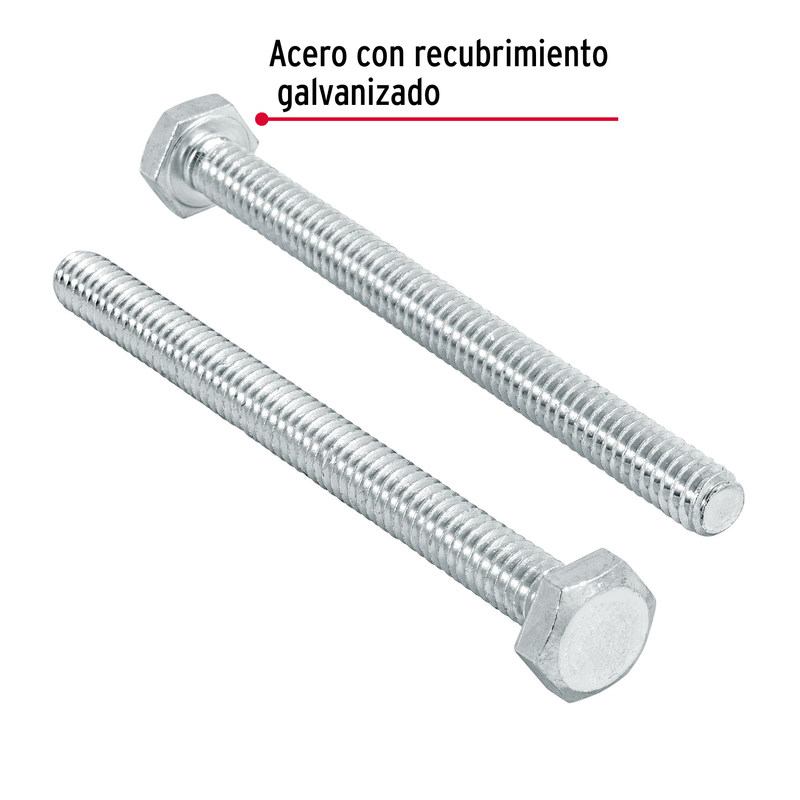 Tornillo acero galvanizado tipo máquina 1/4x3", 50 pzas