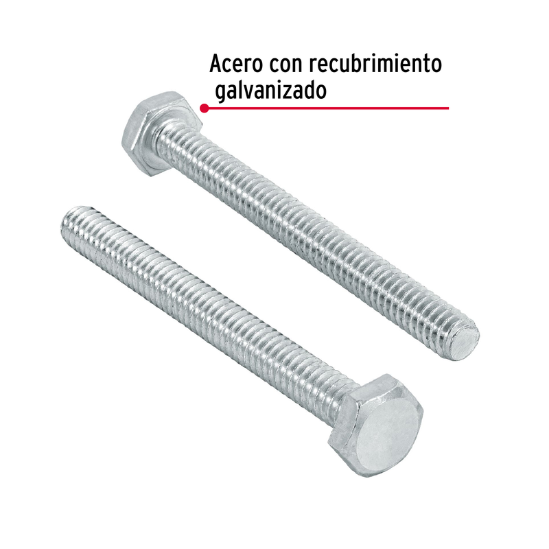 Tornillo acero galvanizado tipo máquina 1/4x2 1/2", 50 pzas