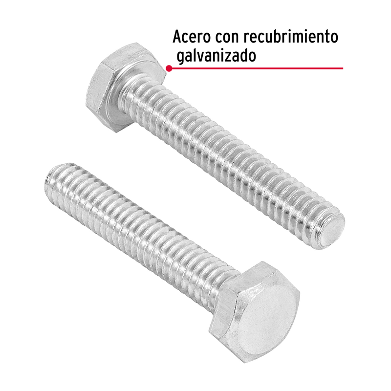 Tornillo acero galvanizado tipo máquina 1/4x1 1/2", 80 pzas