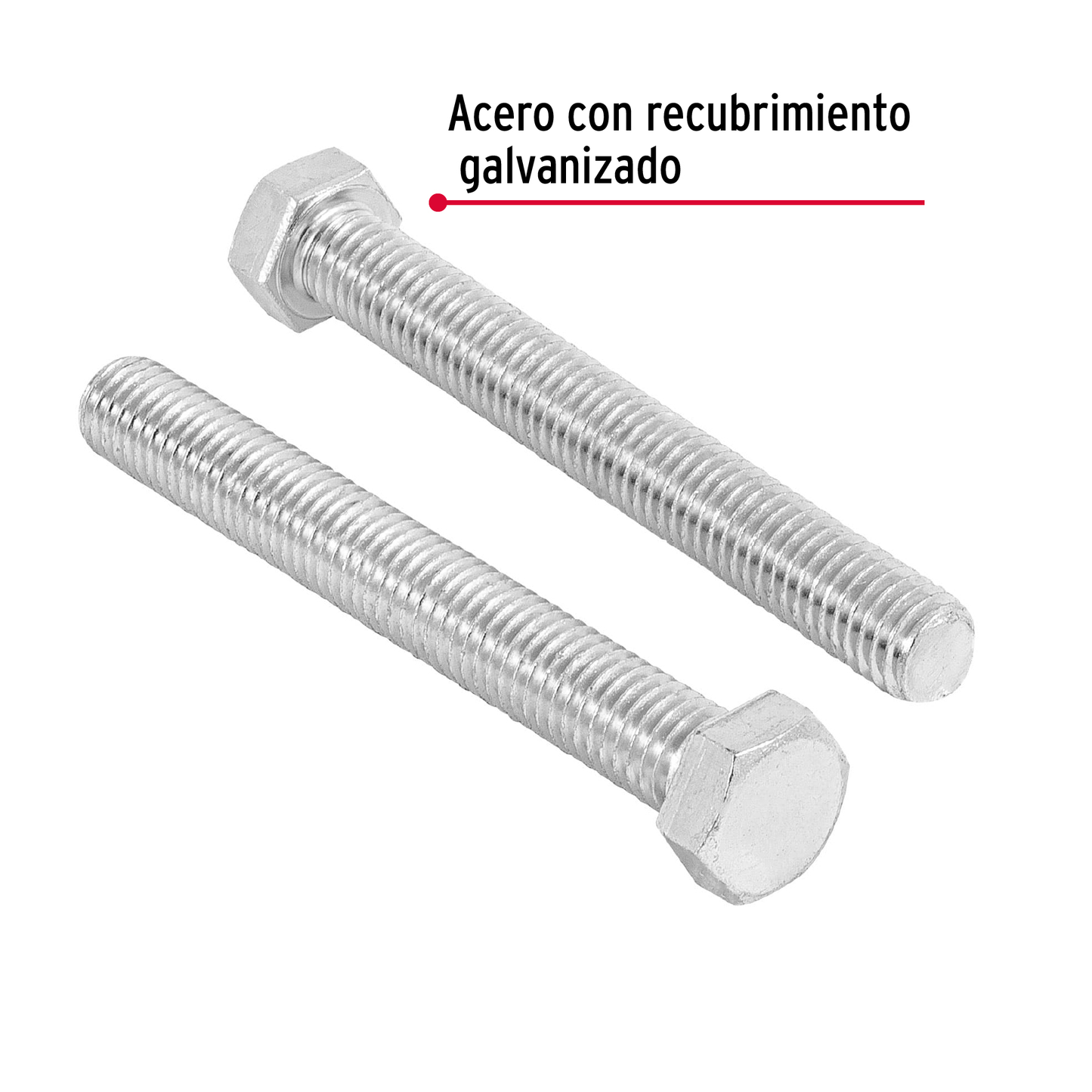 Tornillo acero galvanizado tipo máquina 1/2x4", 15 pzas