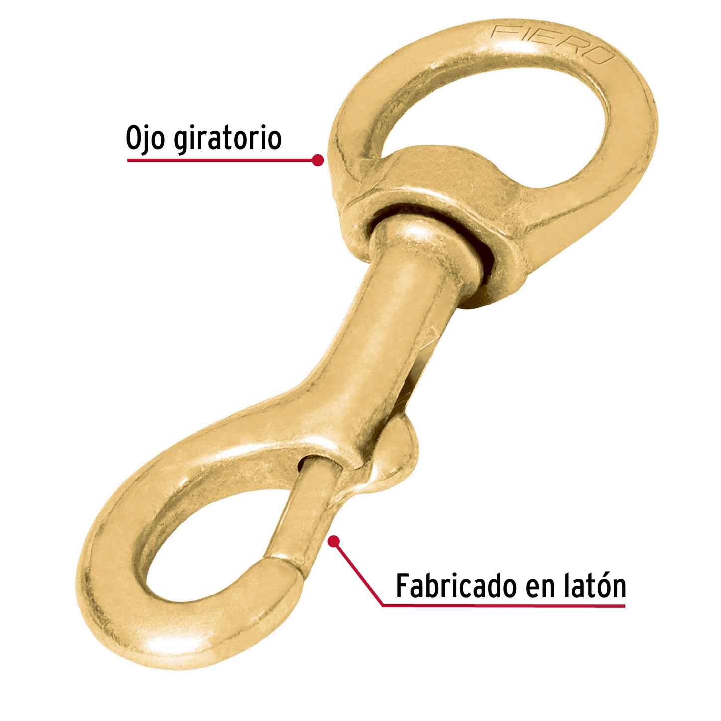 Bandola destorcedora, de latón, 1-1/4"