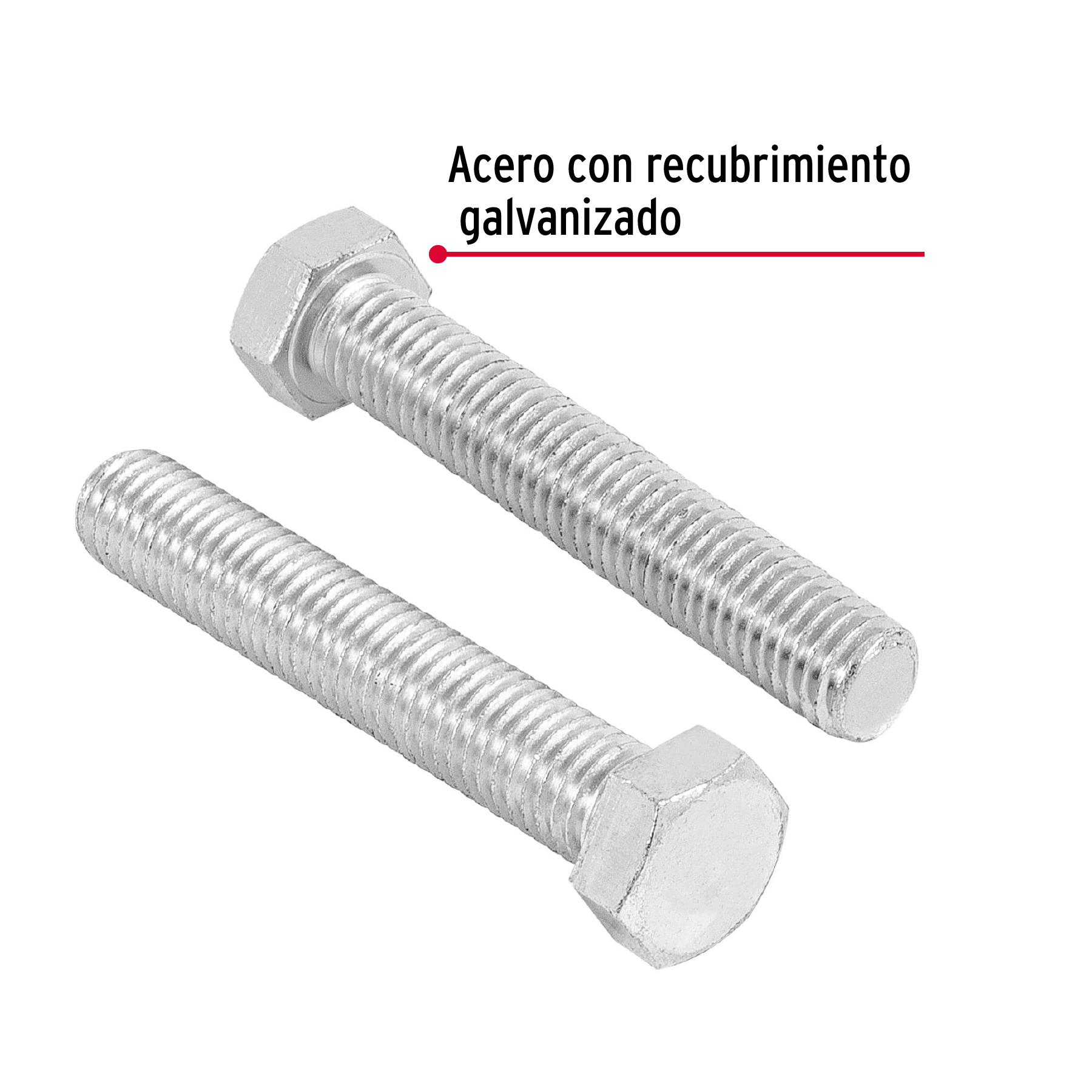 Tornillo acero galvanizado tipo máquina 1/2x3", 20 pzas