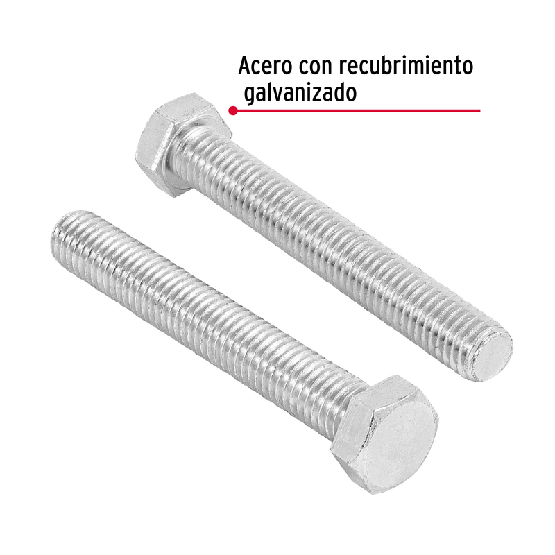 Tornillo acero galvanizado tipo máquina 1/2x3 1/2",20 pzas
