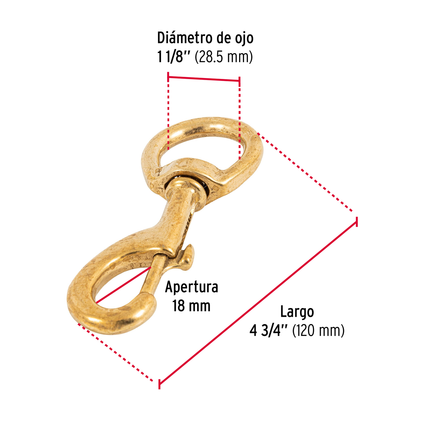 Bandola destorcedora, de latón, 1-1/8"