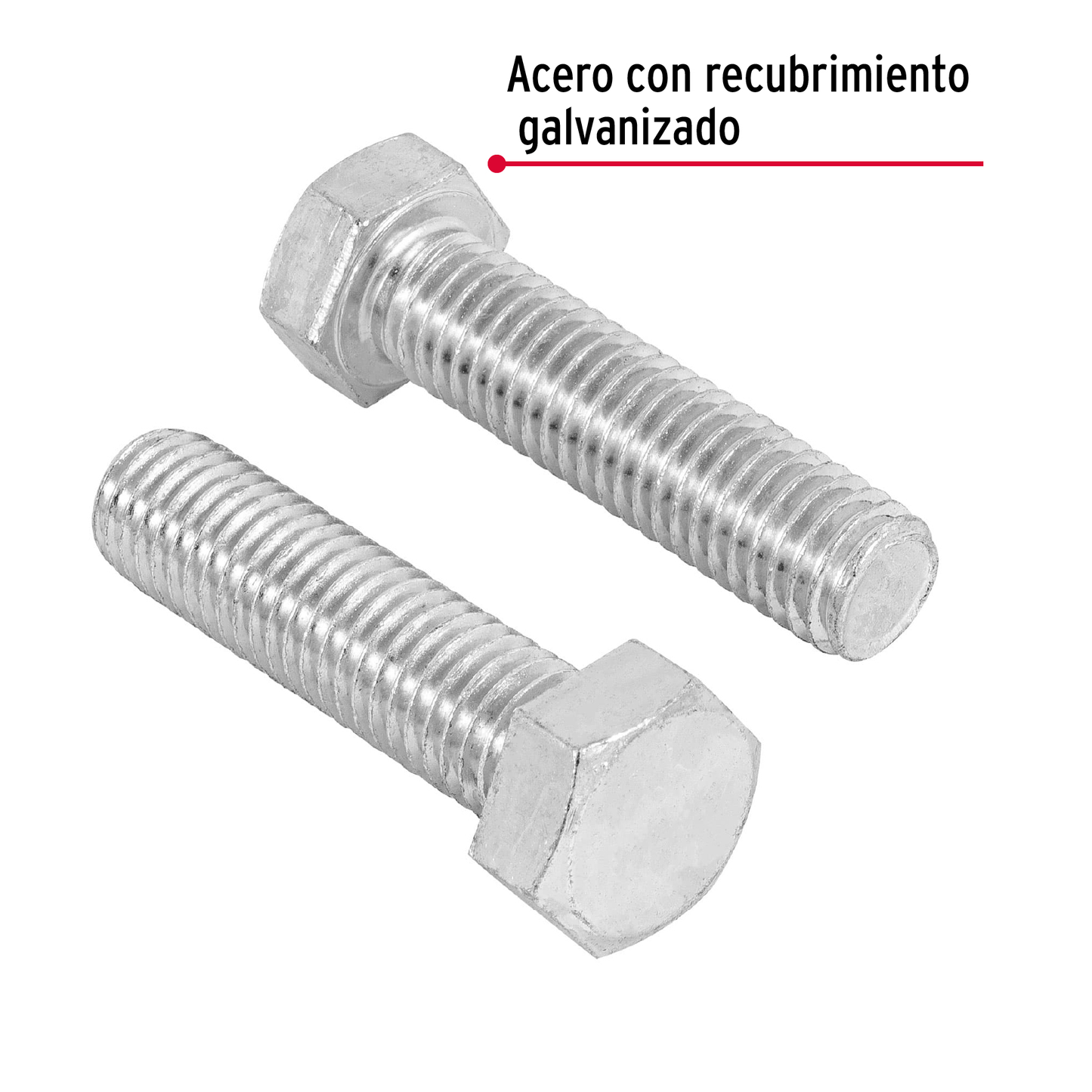 Tornillo acero galvanizado tipo máquina 1/2x2", 30 pzas