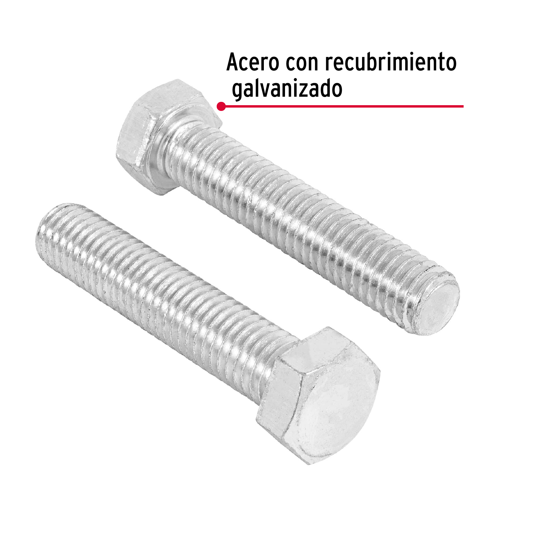 Tornillo acero galvanizado tipo máquina 1/2x2 1/2",20 pzas