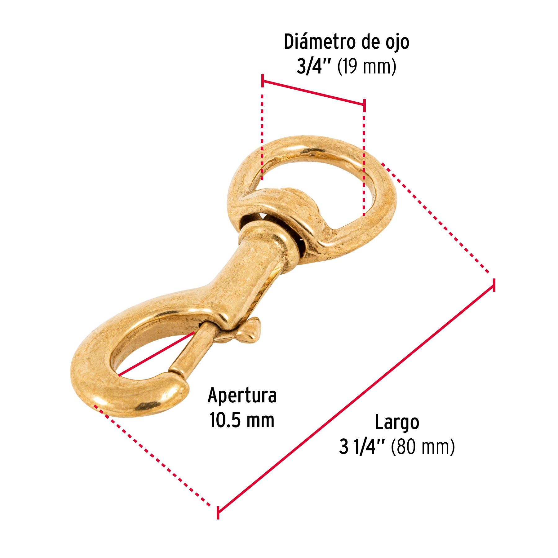 Bandola destorcedora, de latón, 3/4"
