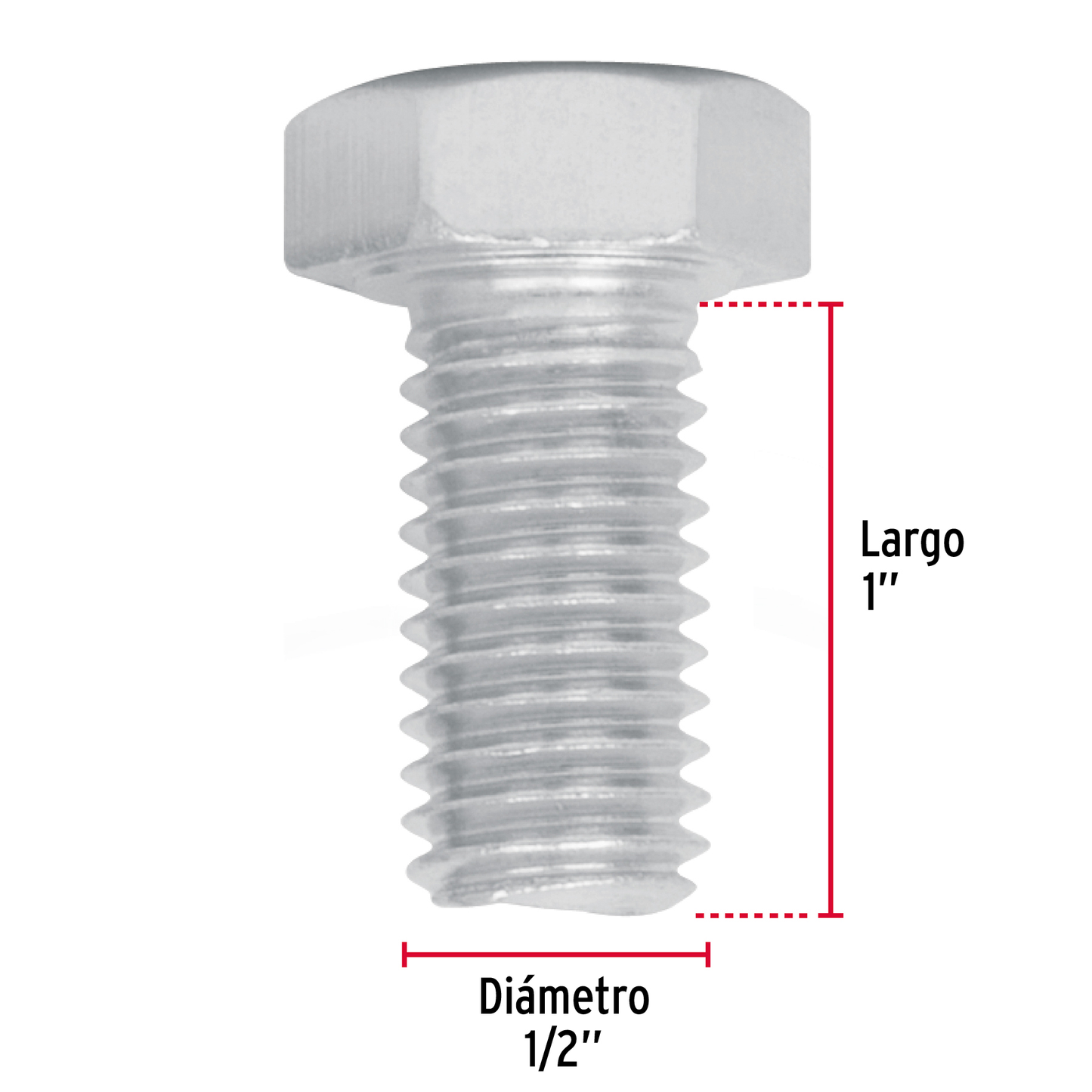 Tornillo acero galvanizado tipo máquina 1/2x1", 40 pzas
