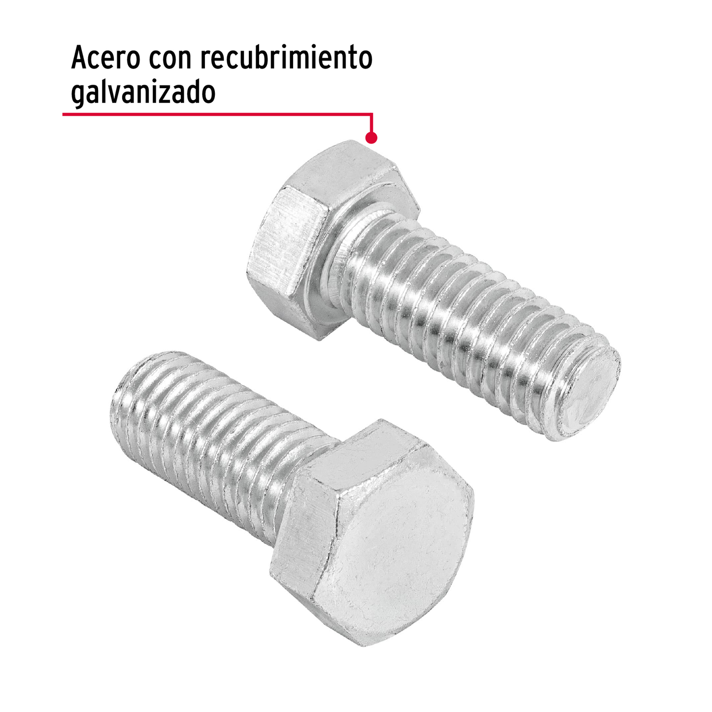 Tornillo acero galvanizado tipo máquina 1/2x1 1/4",40 pzas