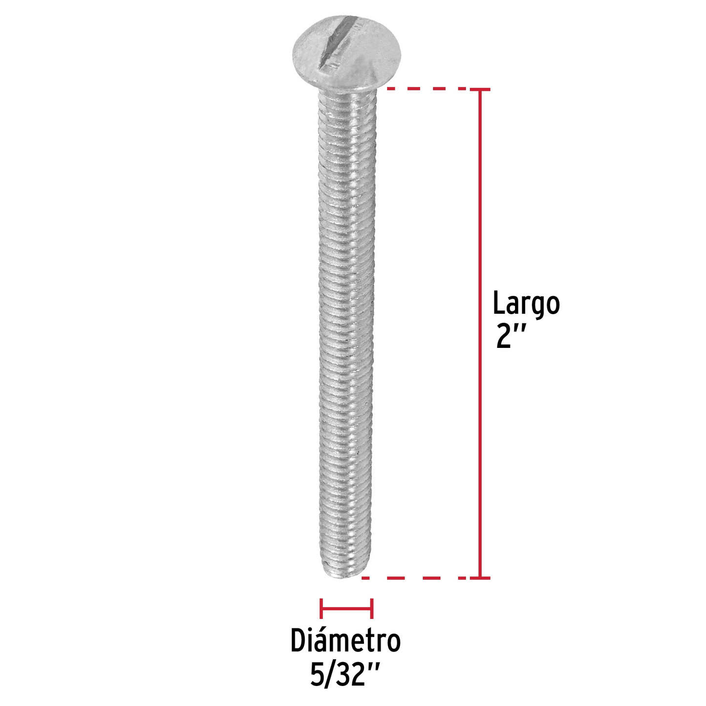 Tornillo acero galvanizado tipo estufa 5/32x2", 150 pzas