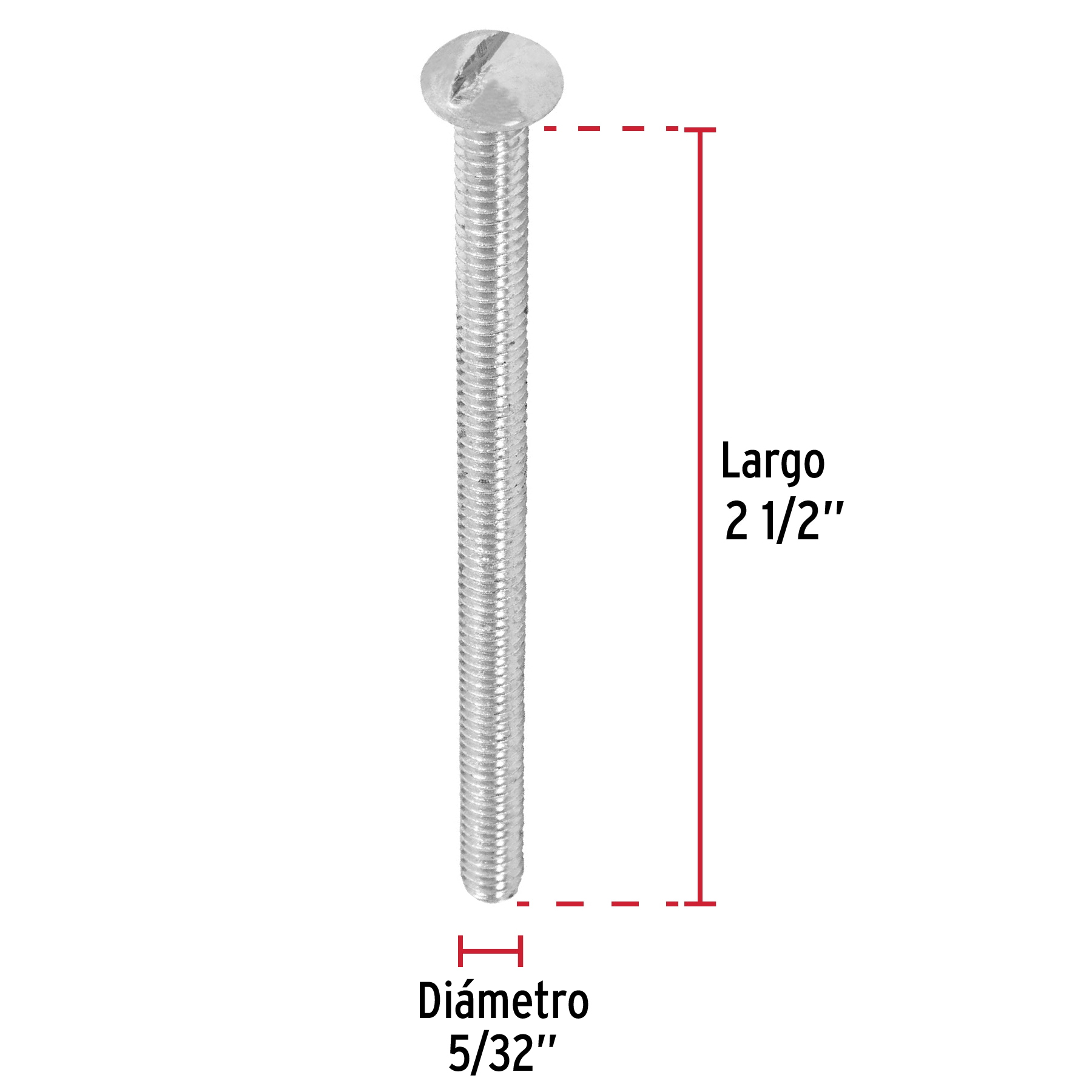 Tornillo acero galvanizado tipo estufa 5/32x2 1/2",150 pzas